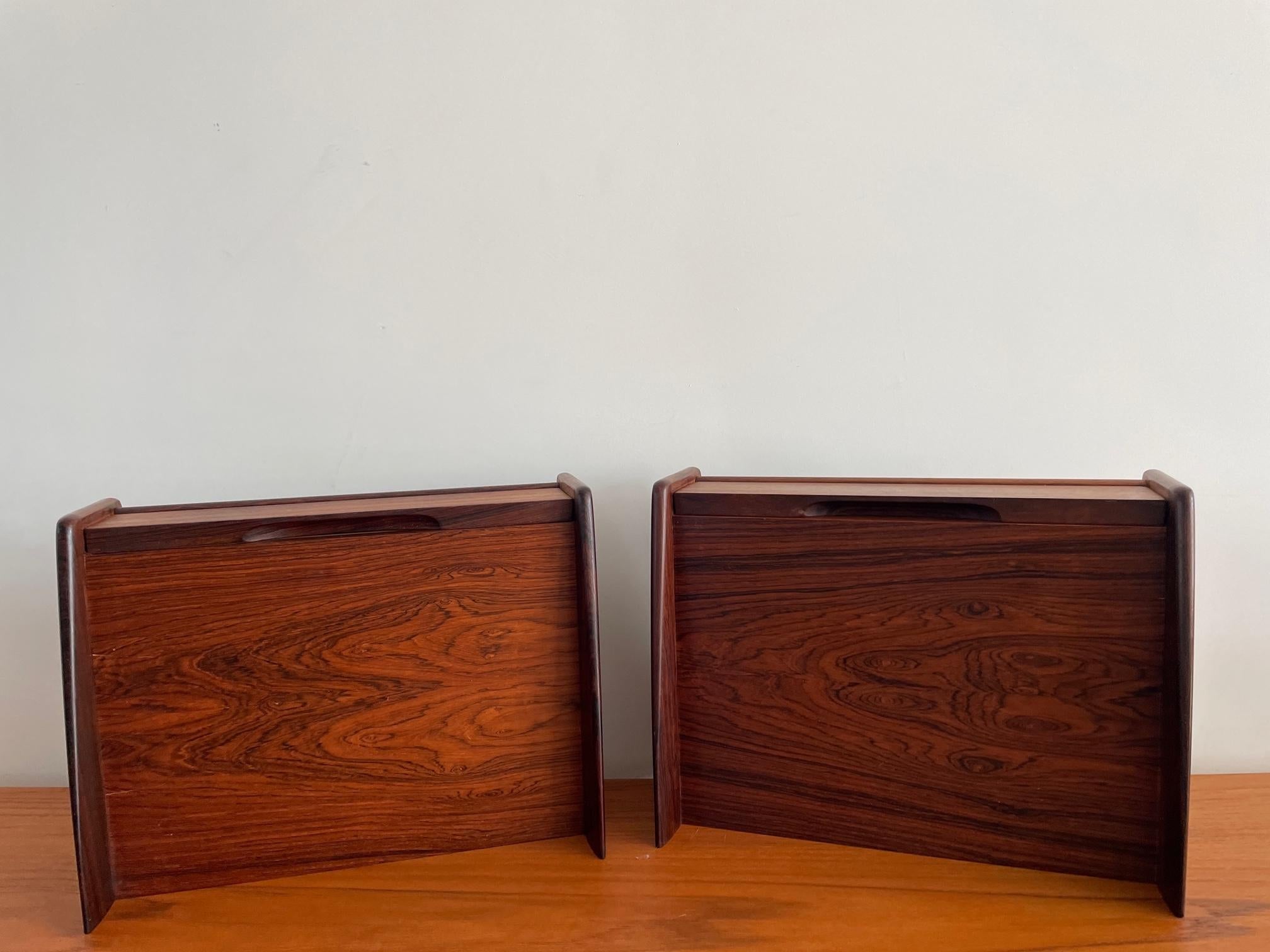 Rare pair of mid century Danish floating night stands by Melvin Mikkelsen, 1950s For Sale 1
