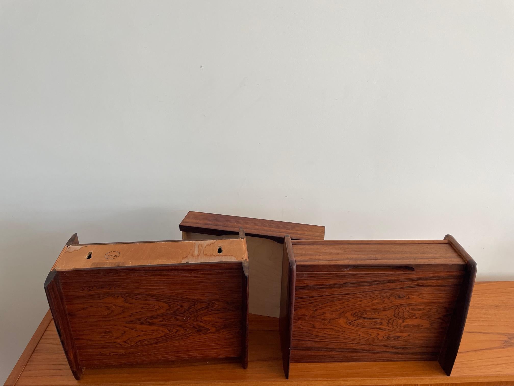 Rare pair of mid century Danish floating night stands by Melvin Mikkelsen, 1950s For Sale 3
