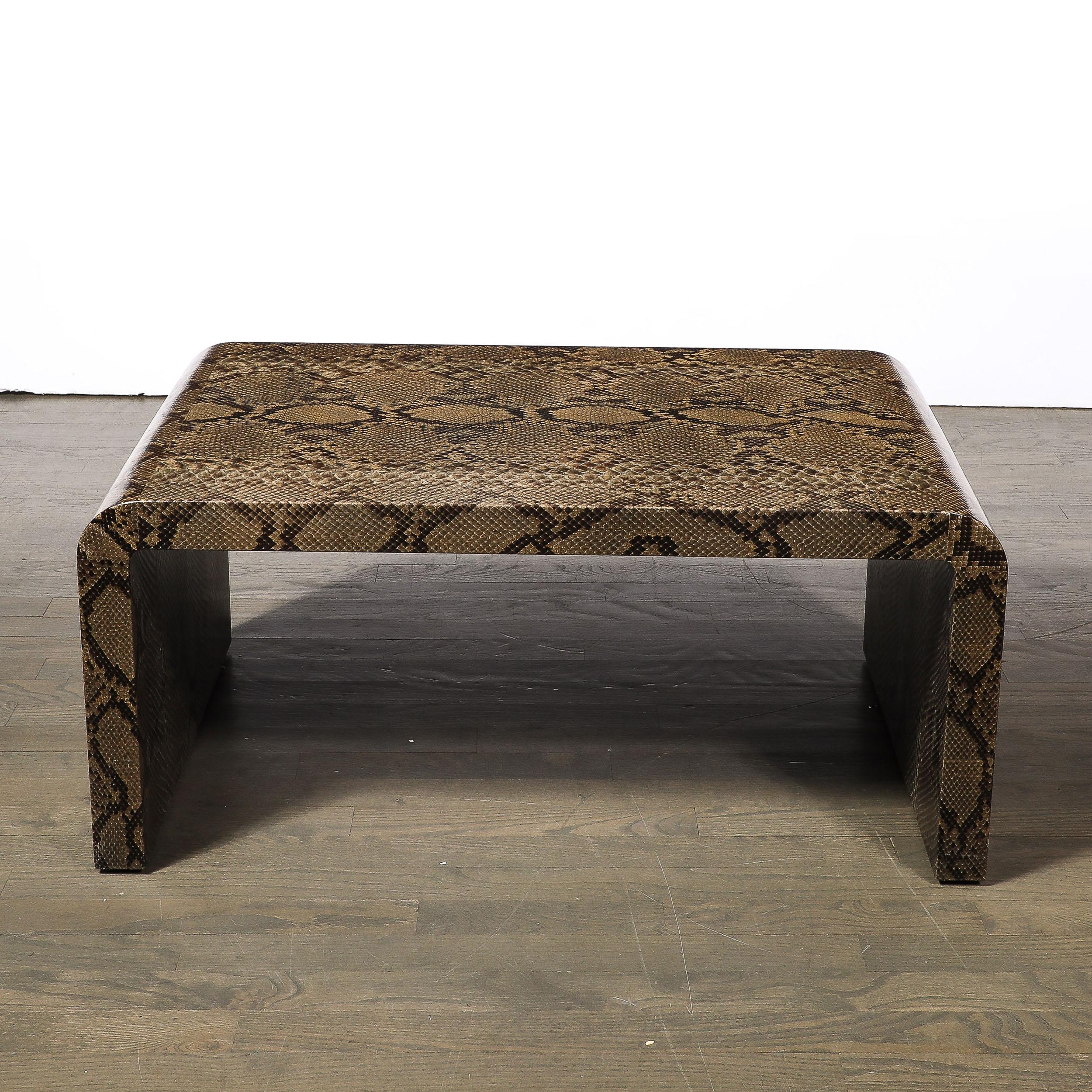 Rare Pair of Mid-Century Waterfall  Side Tables in Python, Signed Karl Springer For Sale 10