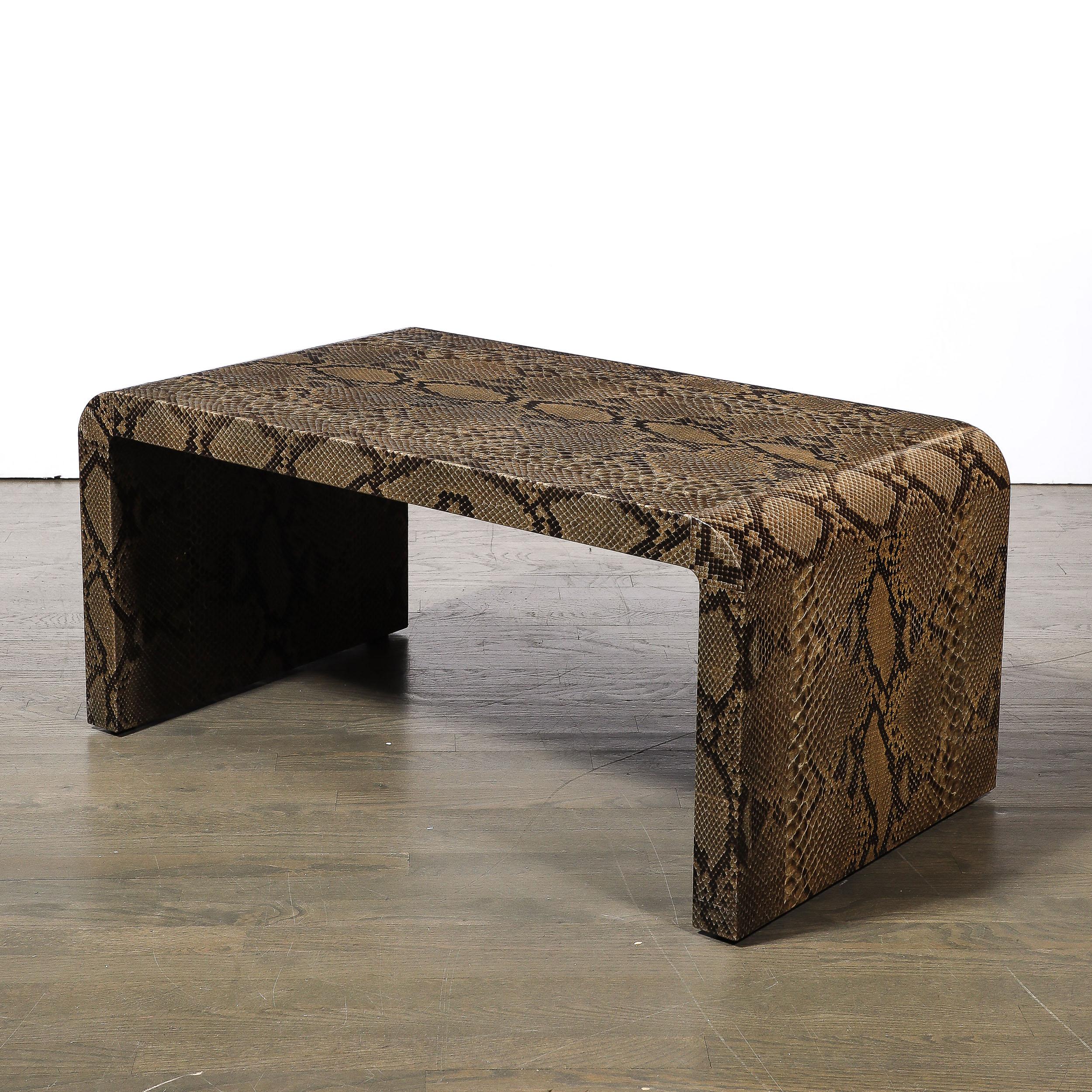 Rare Pair of Mid-Century Waterfall  Side Tables in Python, Signed Karl Springer For Sale 11