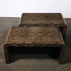 Rare Pair of Mid-Century Waterfall  Side Tables in Python, Signed Karl Springer