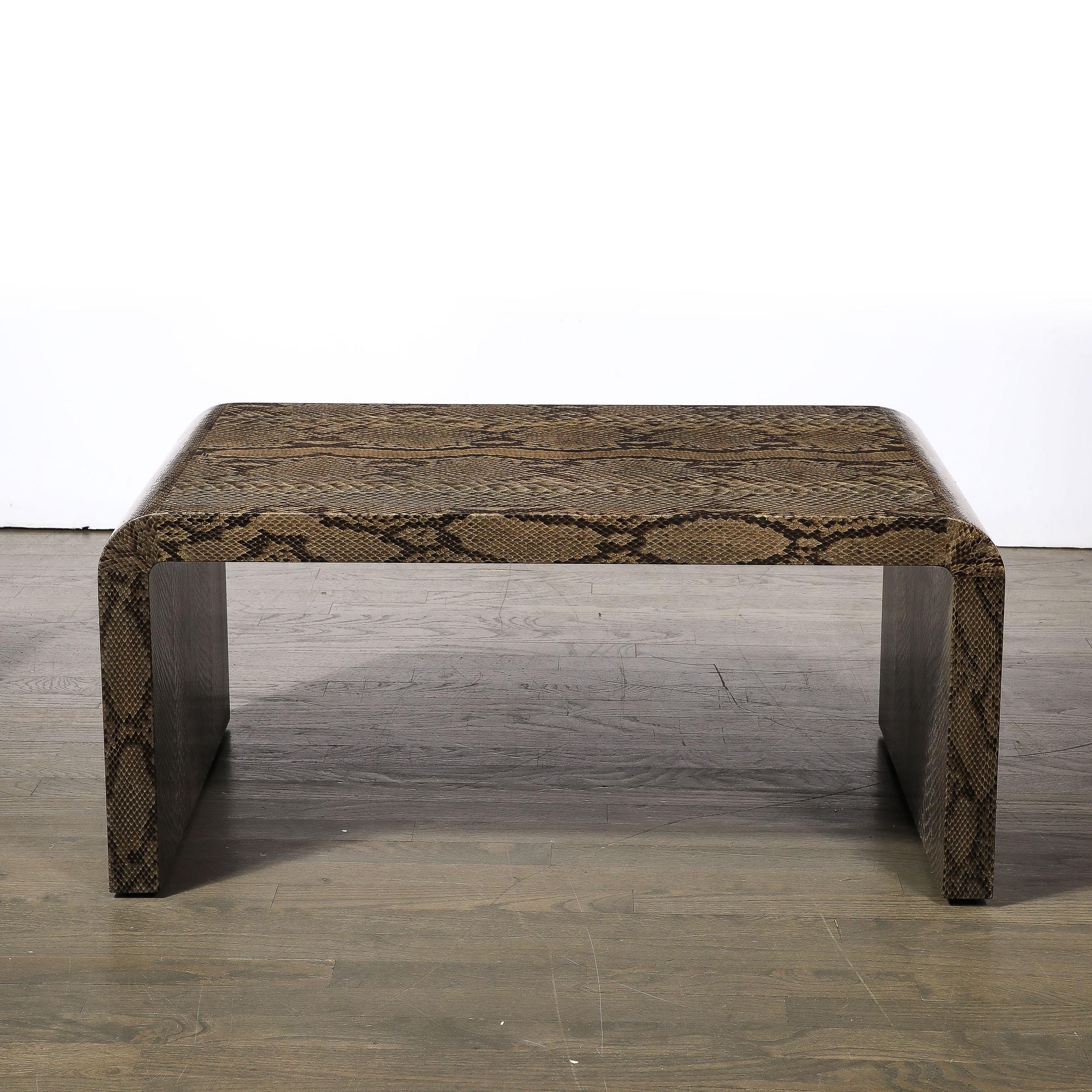 Rare Pair of Mid-Century Waterfall  Side Tables in Python, Signed Karl Springer For Sale 2