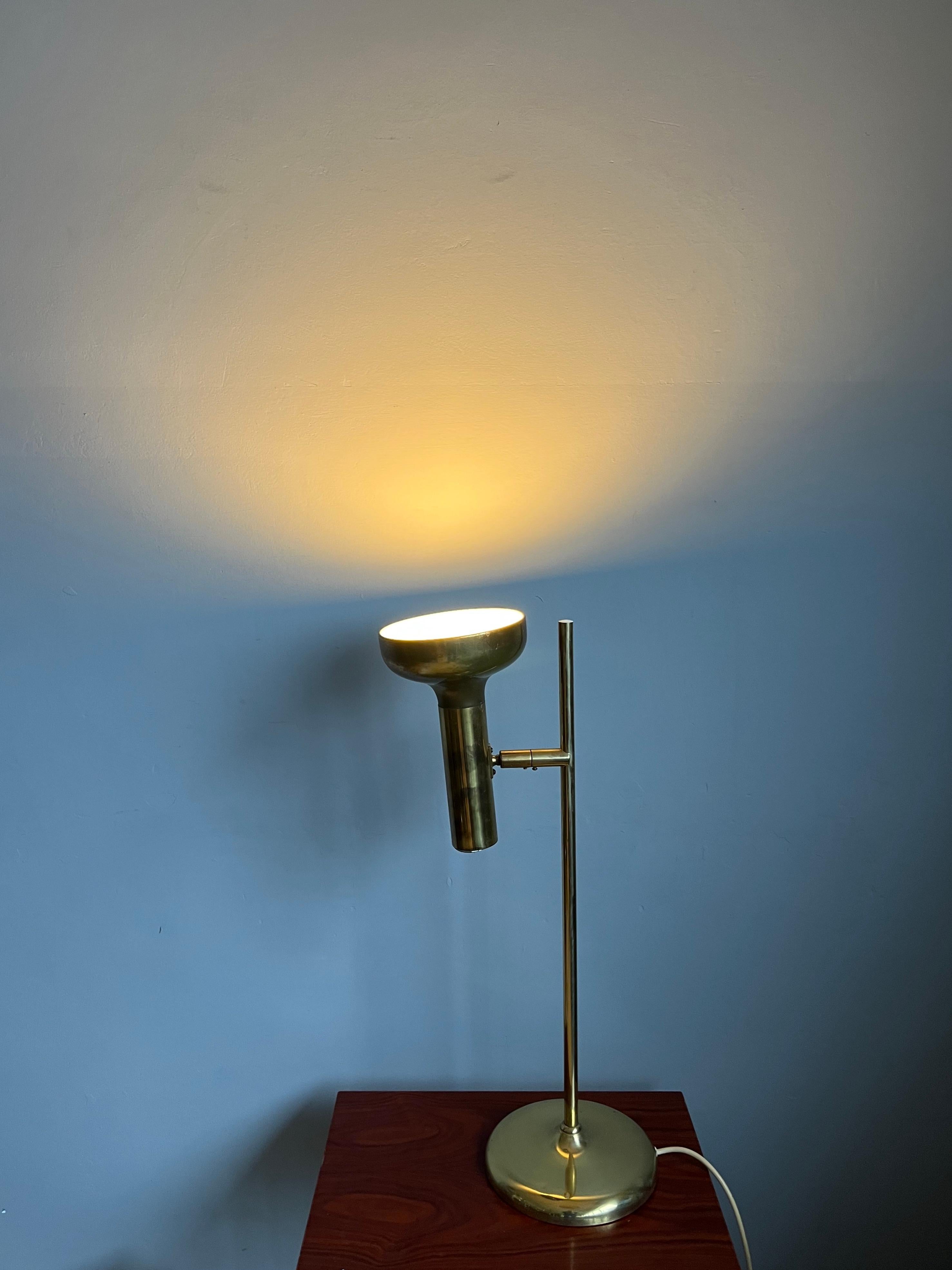 Rare Pair of Midcentury Modern Koch and Lowy for OMI Rotatable Brass Table Lamps For Sale 8