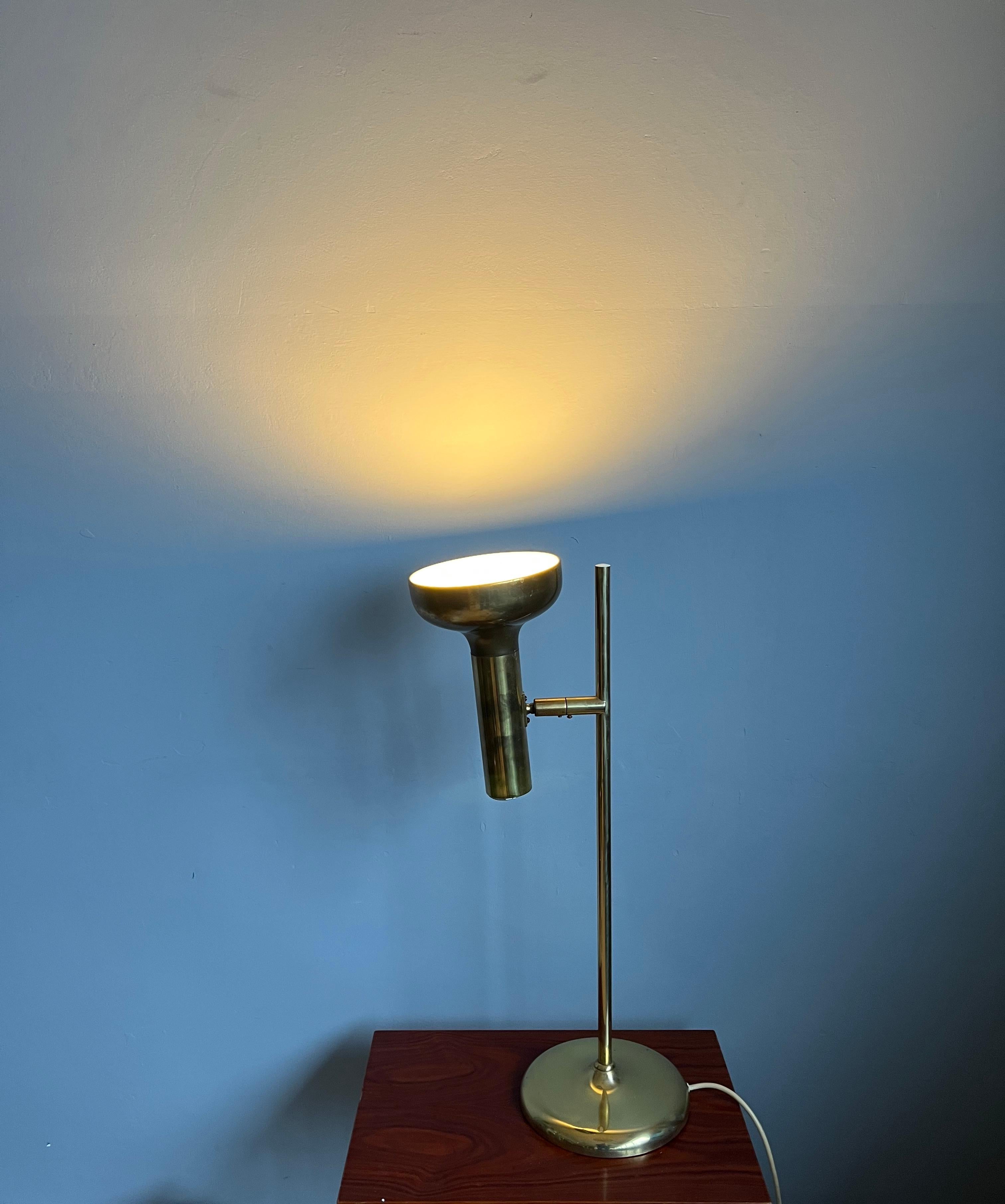 Hand-Crafted Rare Pair of Midcentury Modern Koch and Lowy for OMI Rotatable Brass Table Lamps For Sale