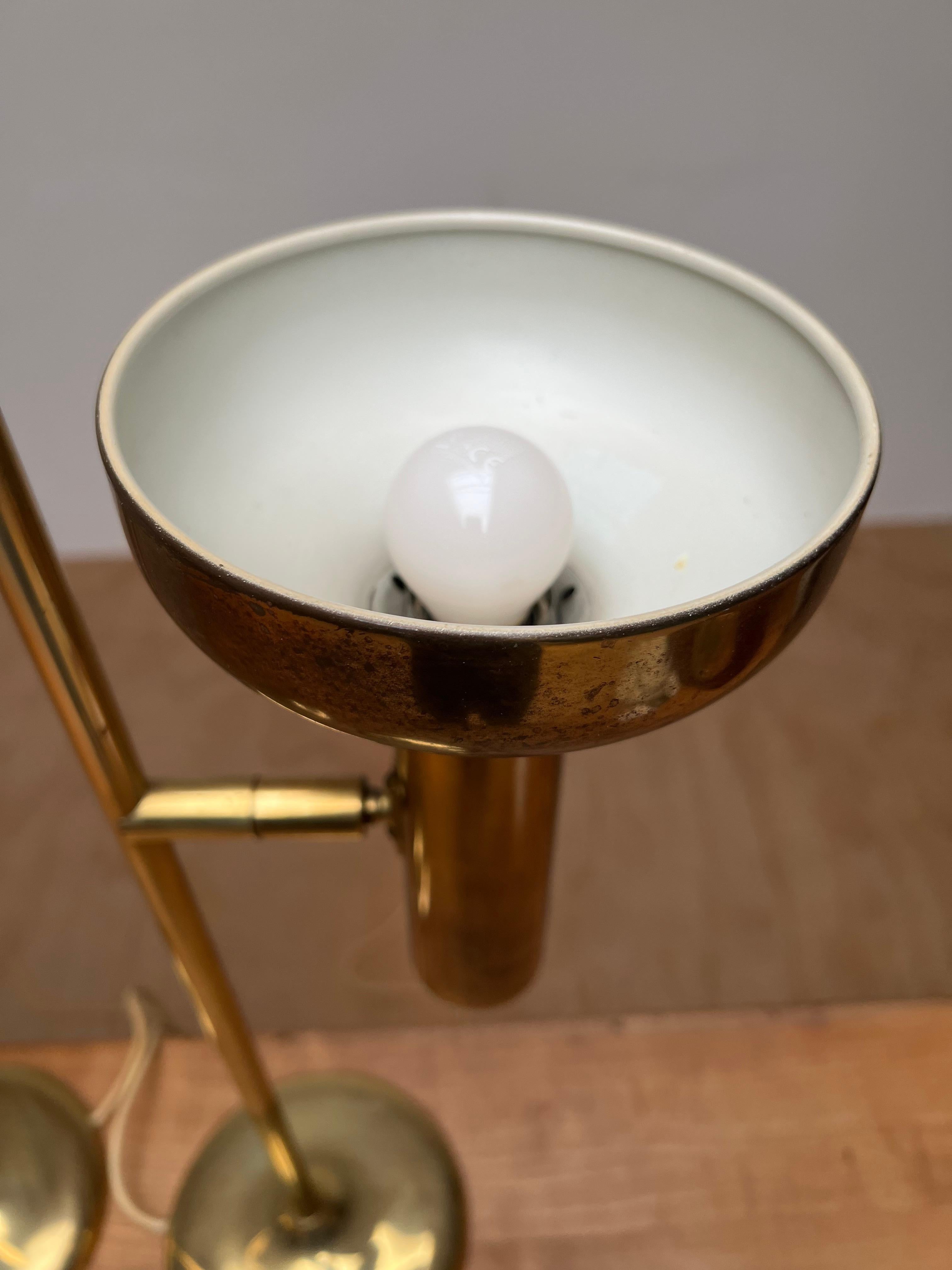 Rare Pair of Midcentury Modern Koch and Lowy for OMI Rotatable Brass Table Lamps In Good Condition For Sale In Lisse, NL