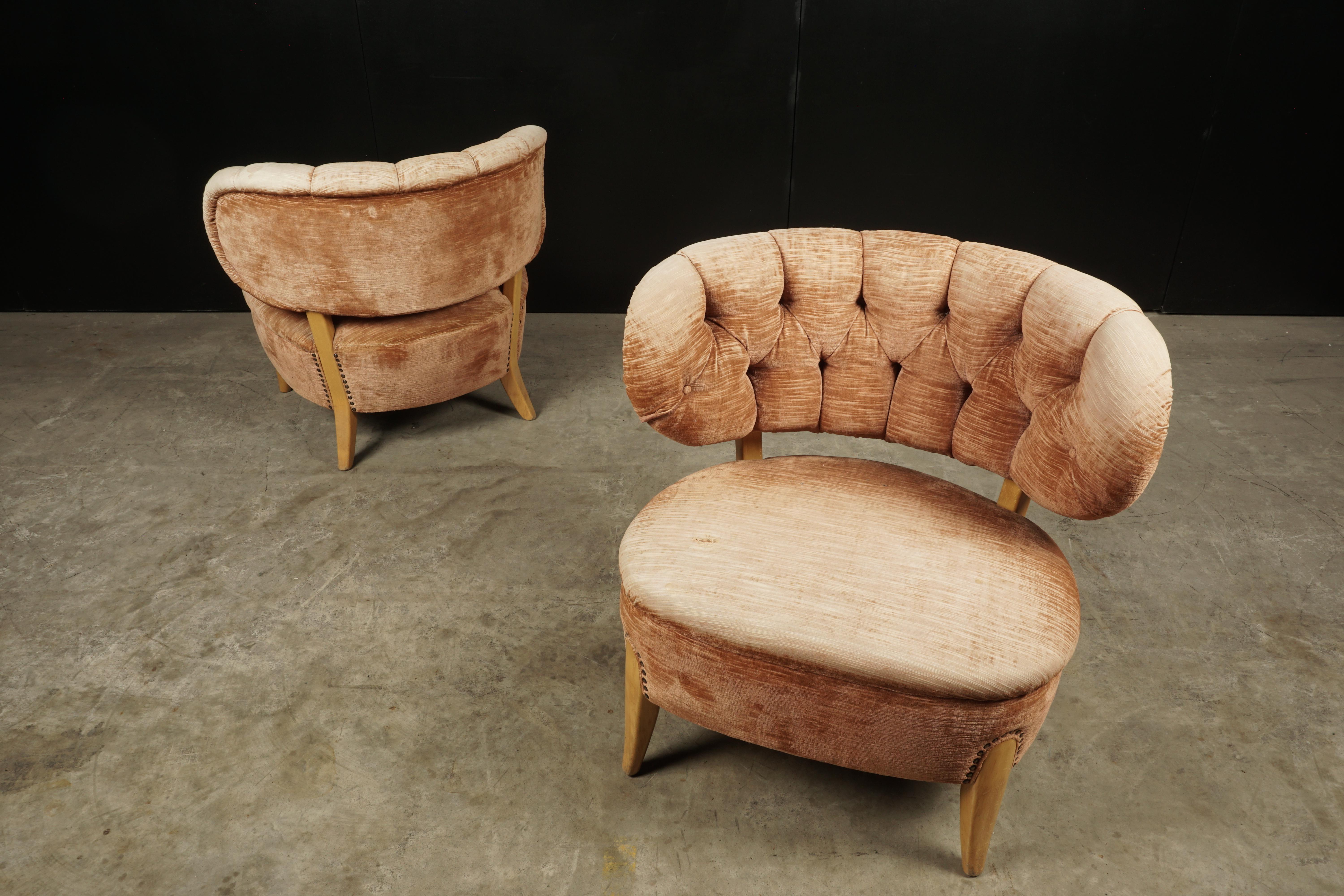 Mid-20th Century Rare Pair of Midcentury Lounge Chairs Designed by Otto Shultz, circa 1950