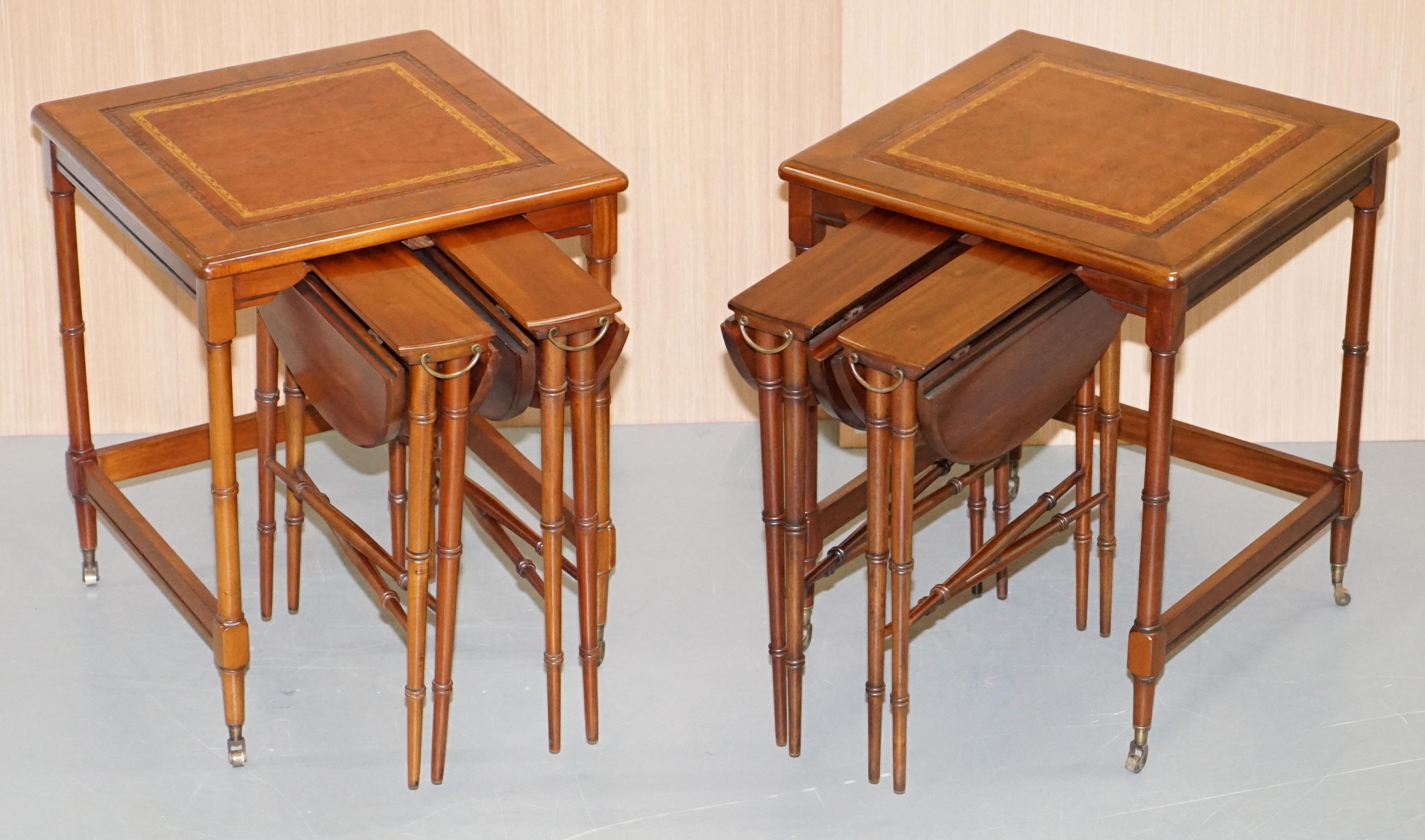 Rare Pair of Military Campaign Side Tables with Two Folded Round Tables Nested 5