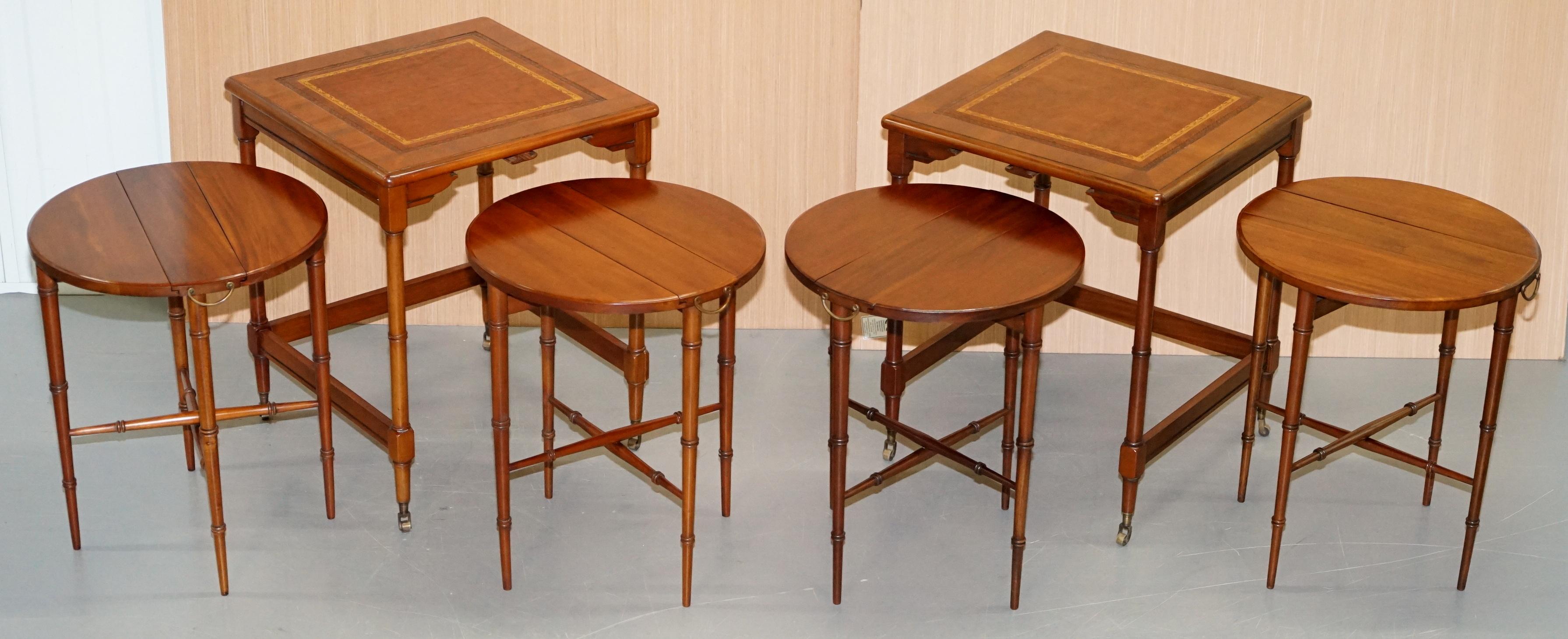 Rare Pair of Military Campaign Side Tables with Two Folded Round Tables Nested 6