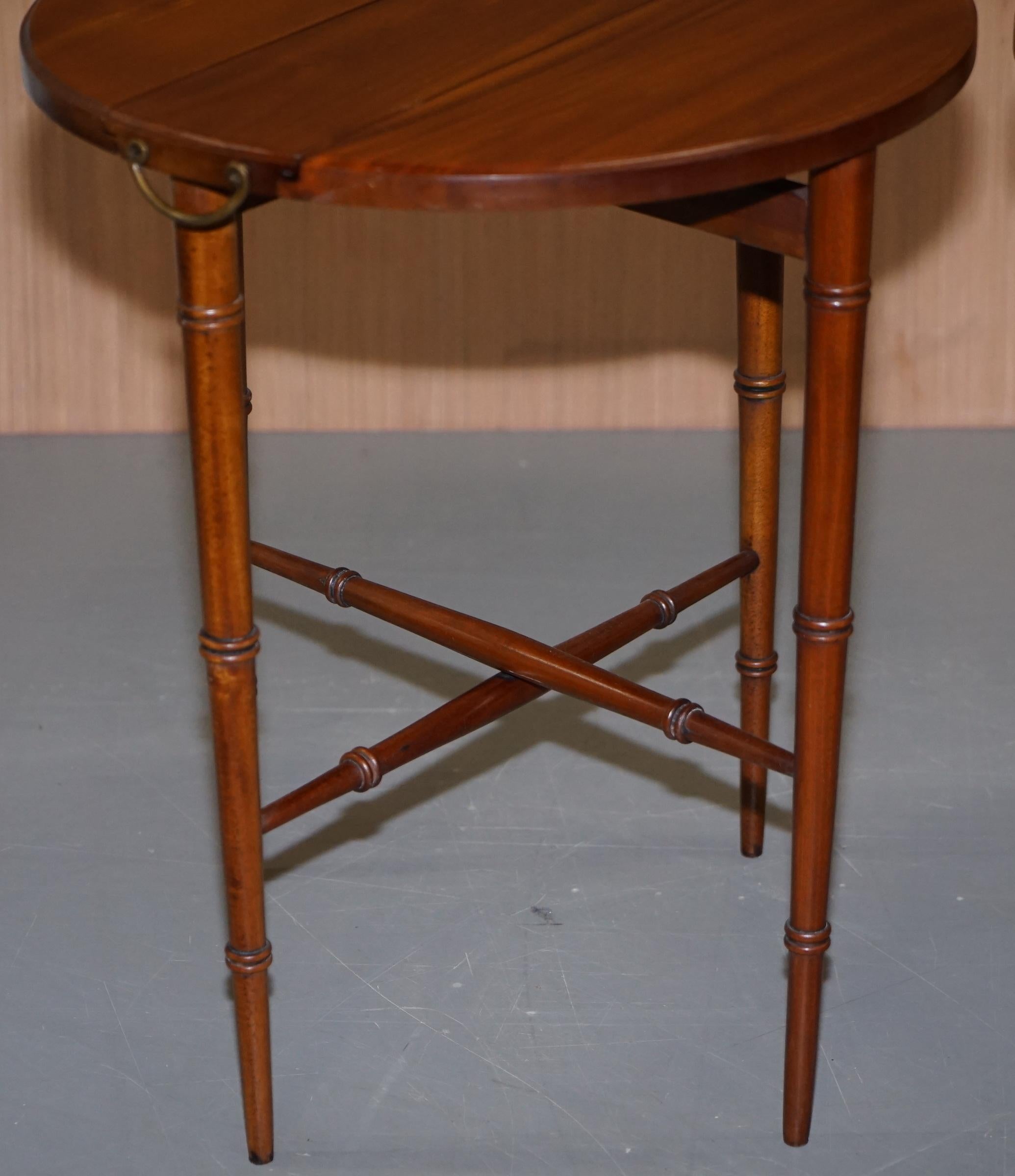 Rare Pair of Military Campaign Side Tables with Two Folded Round Tables Nested 10