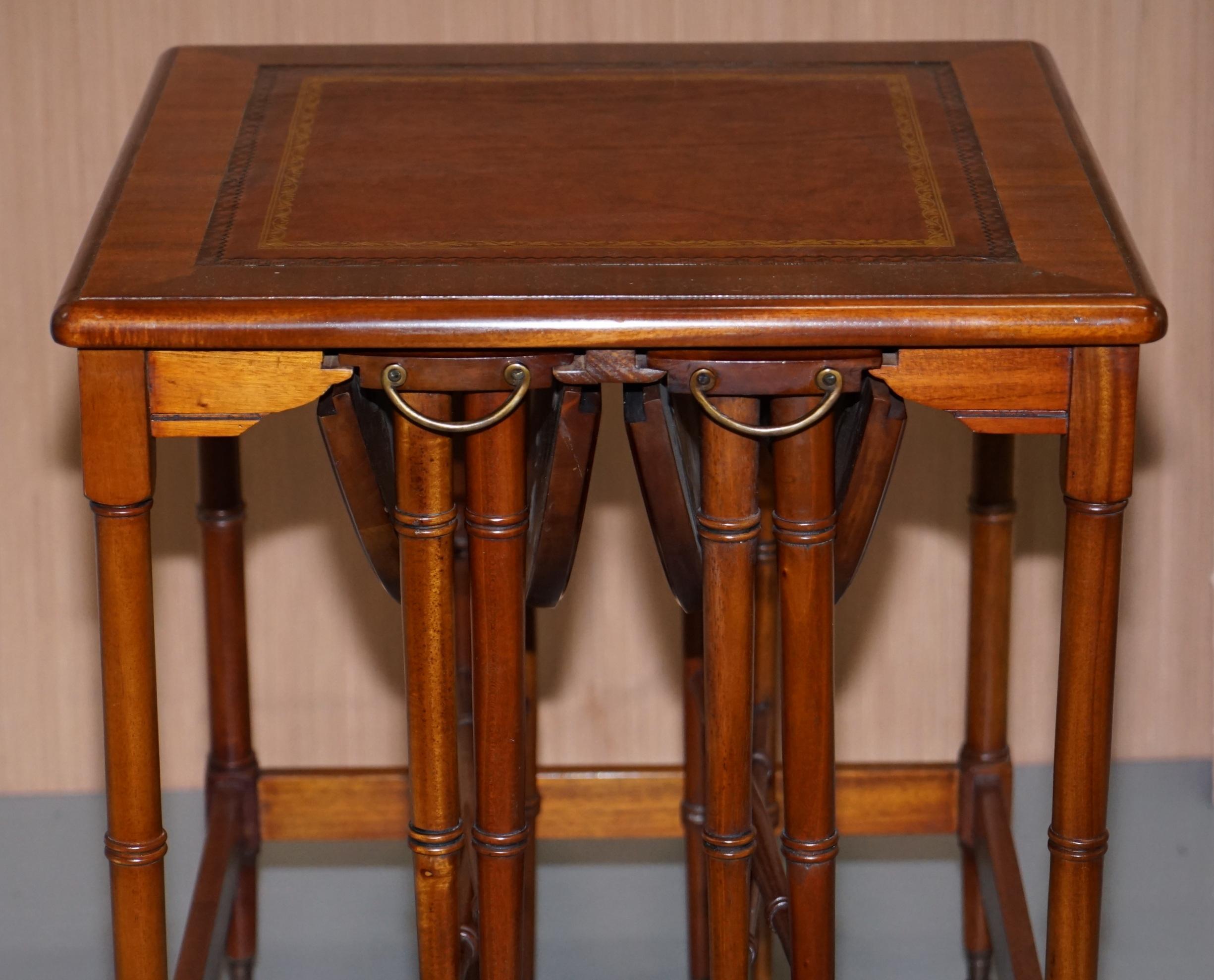 Rare Pair of Military Campaign Side Tables with Two Folded Round Tables Nested 1