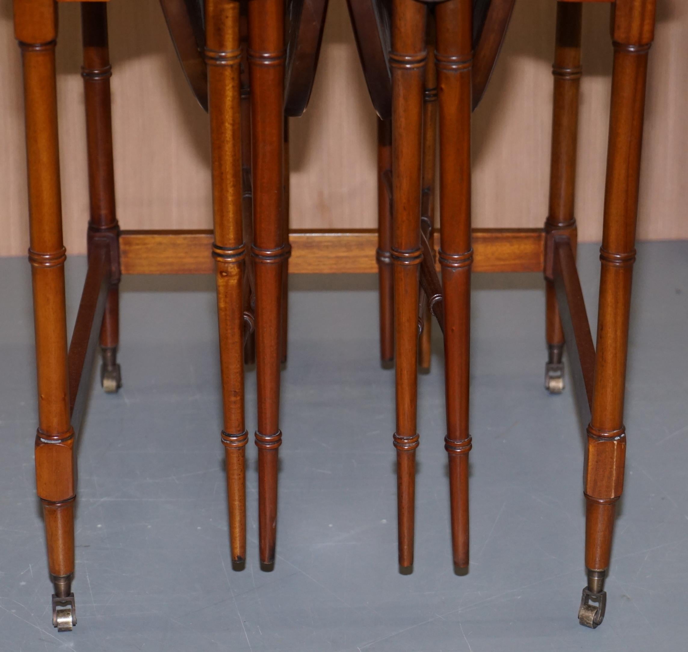 Rare Pair of Military Campaign Side Tables with Two Folded Round Tables Nested 2