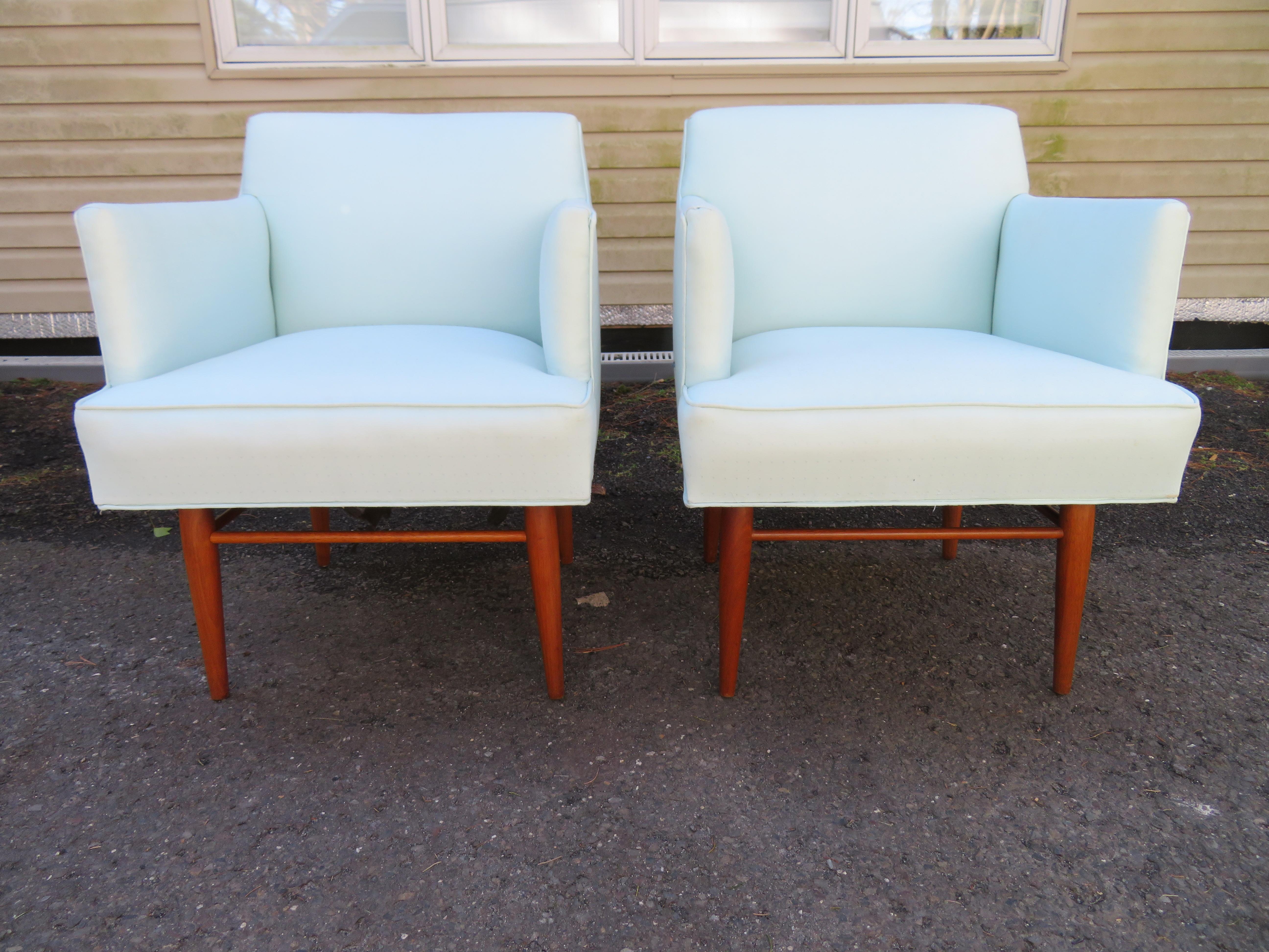 Rare pair of Milo Baughman for Arch Gordon walnut armchairs. We just love the superb quality and handsome styling of these classics designed by our favorite midcentury designer Mr. Baughman. They measure: 30