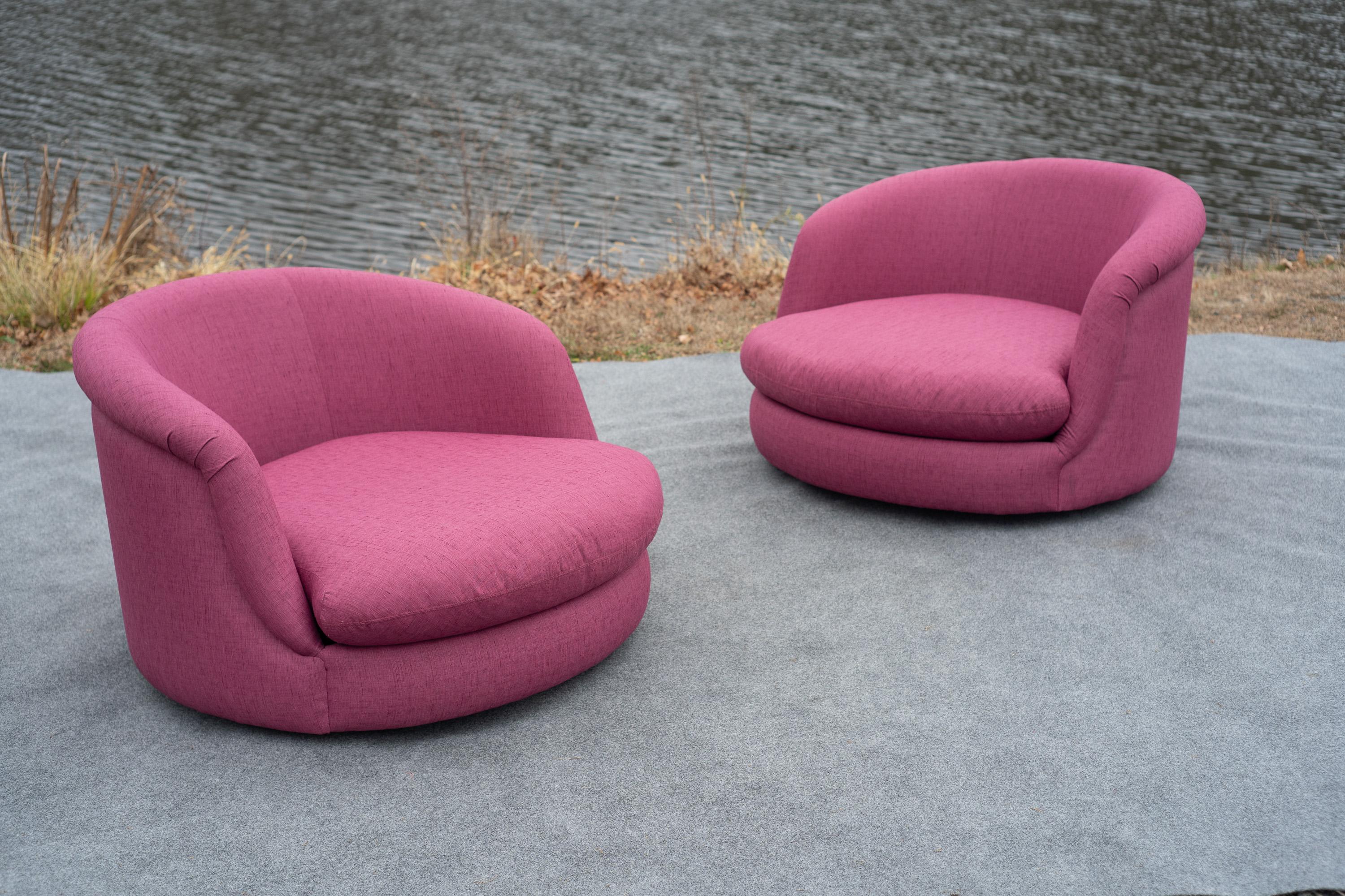 Rara coppia di sedie a vasca Milo Baughman per Thayer Coggin in color magenta originale in vendita 4