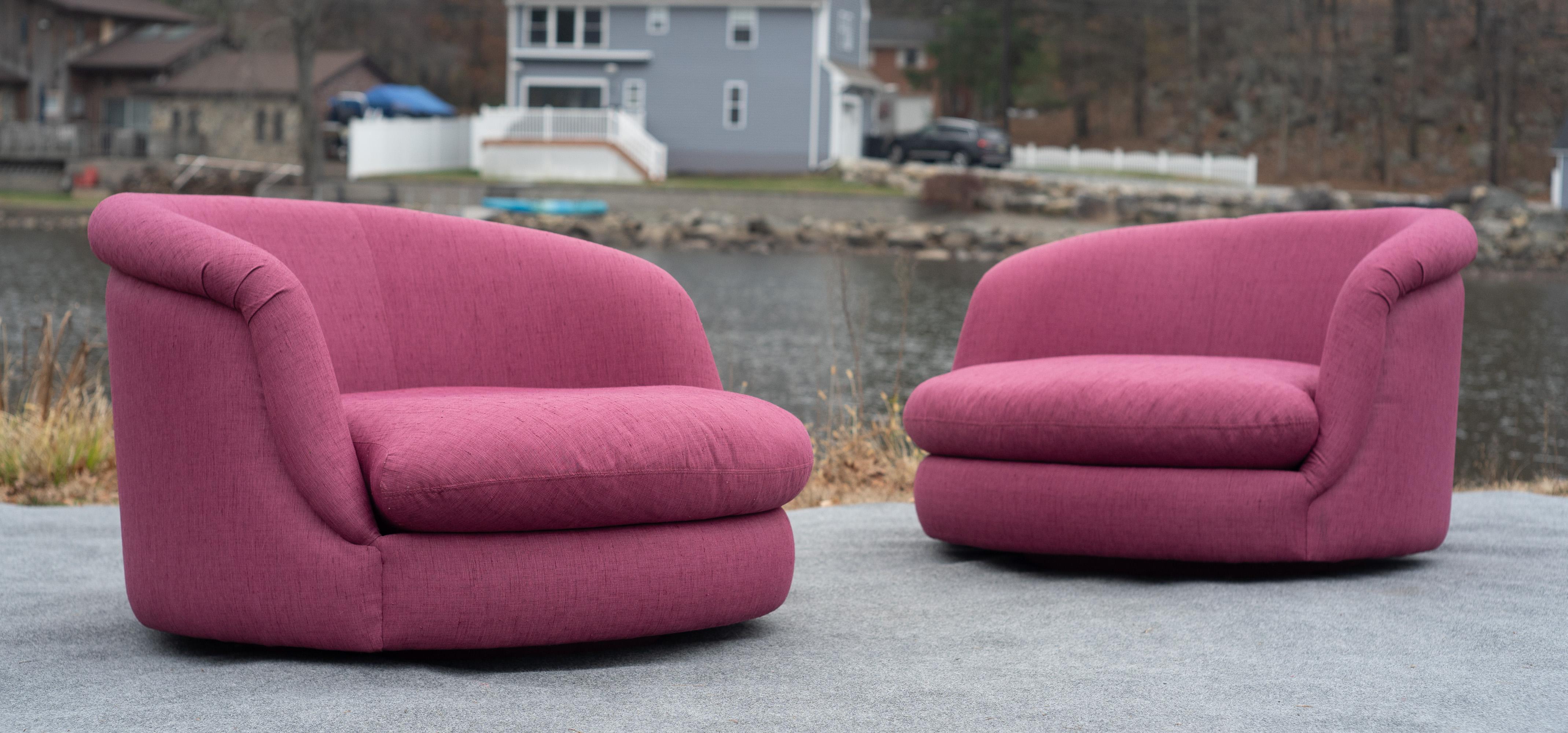 Rara coppia di sedie a vasca Milo Baughman per Thayer Coggin in color magenta originale in vendita 5