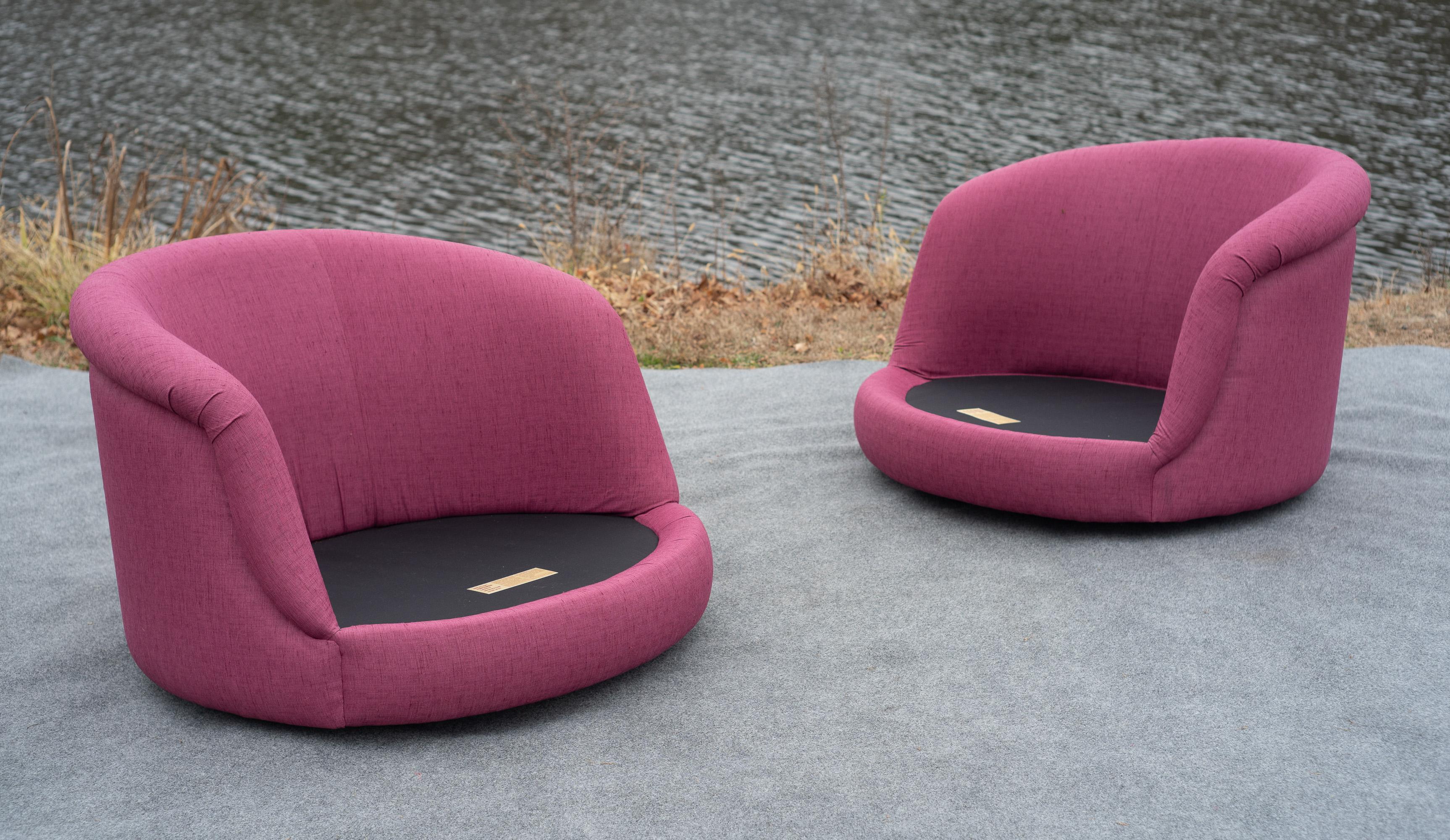 Rara coppia di sedie a vasca Milo Baughman per Thayer Coggin in color magenta originale in vendita 9