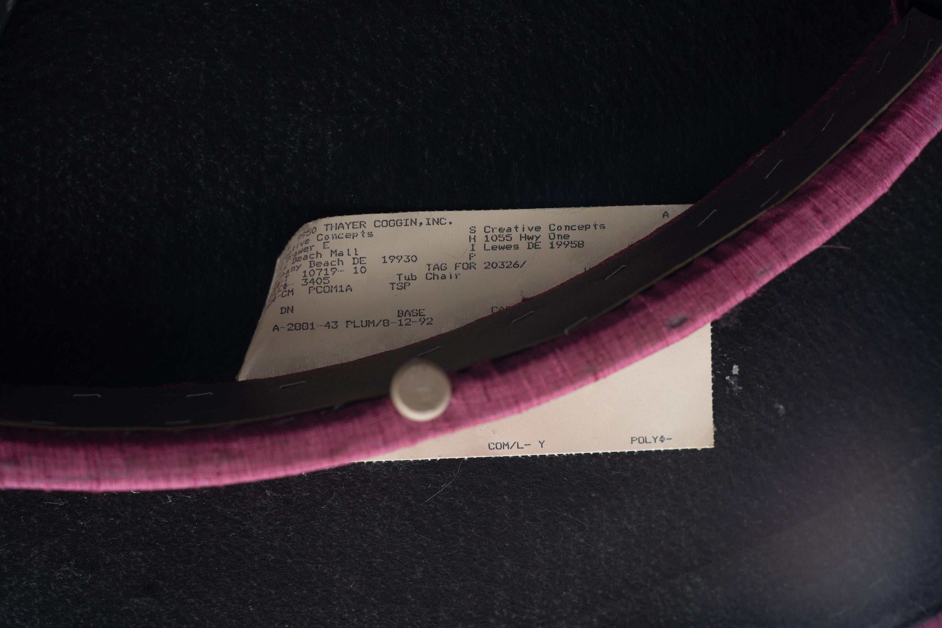 Rara coppia di sedie a vasca Milo Baughman per Thayer Coggin in color magenta originale in vendita 13