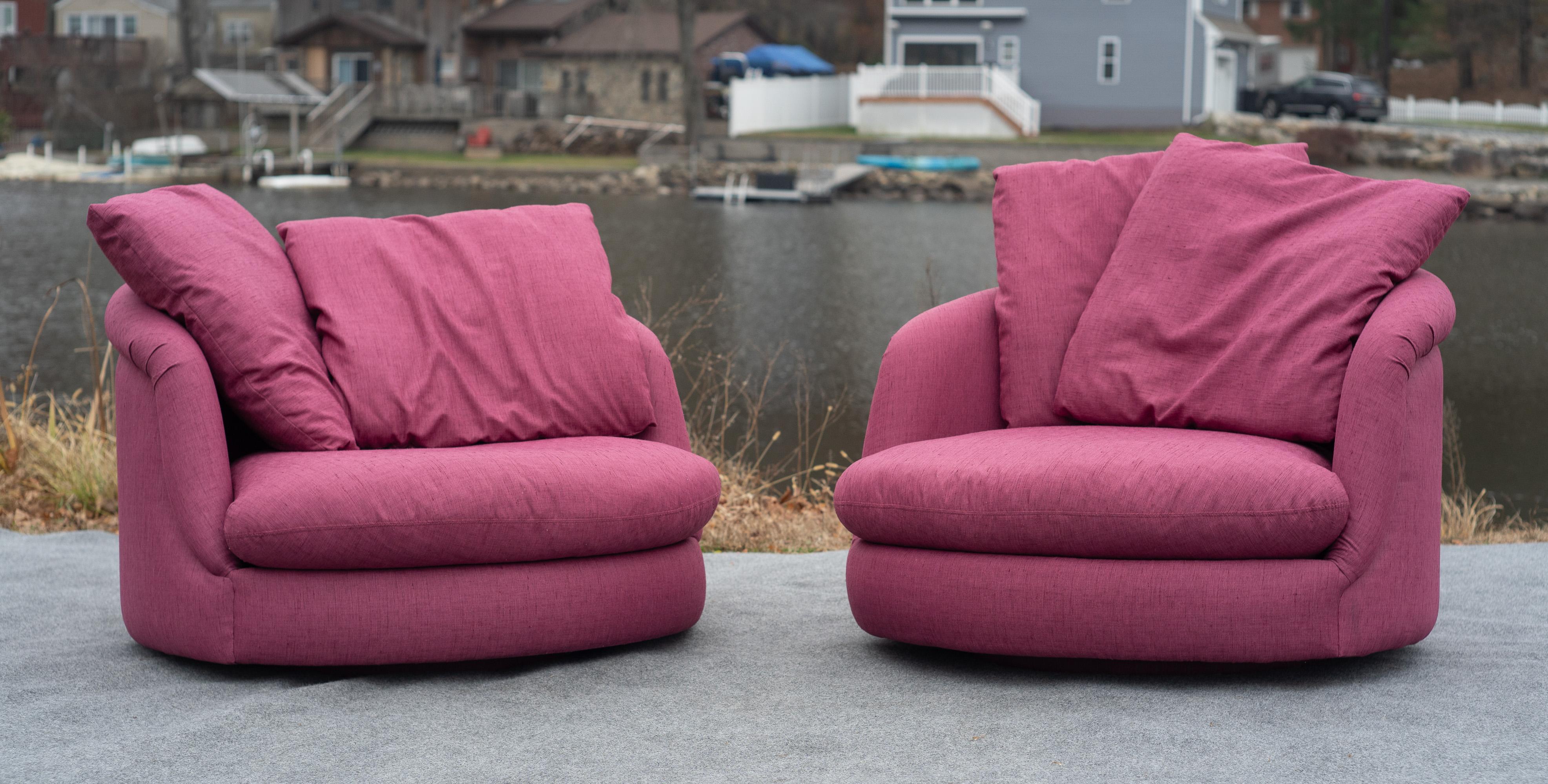 Rara coppia di sedie a vasca Milo Baughman per Thayer Coggin in color magenta originale in vendita 1