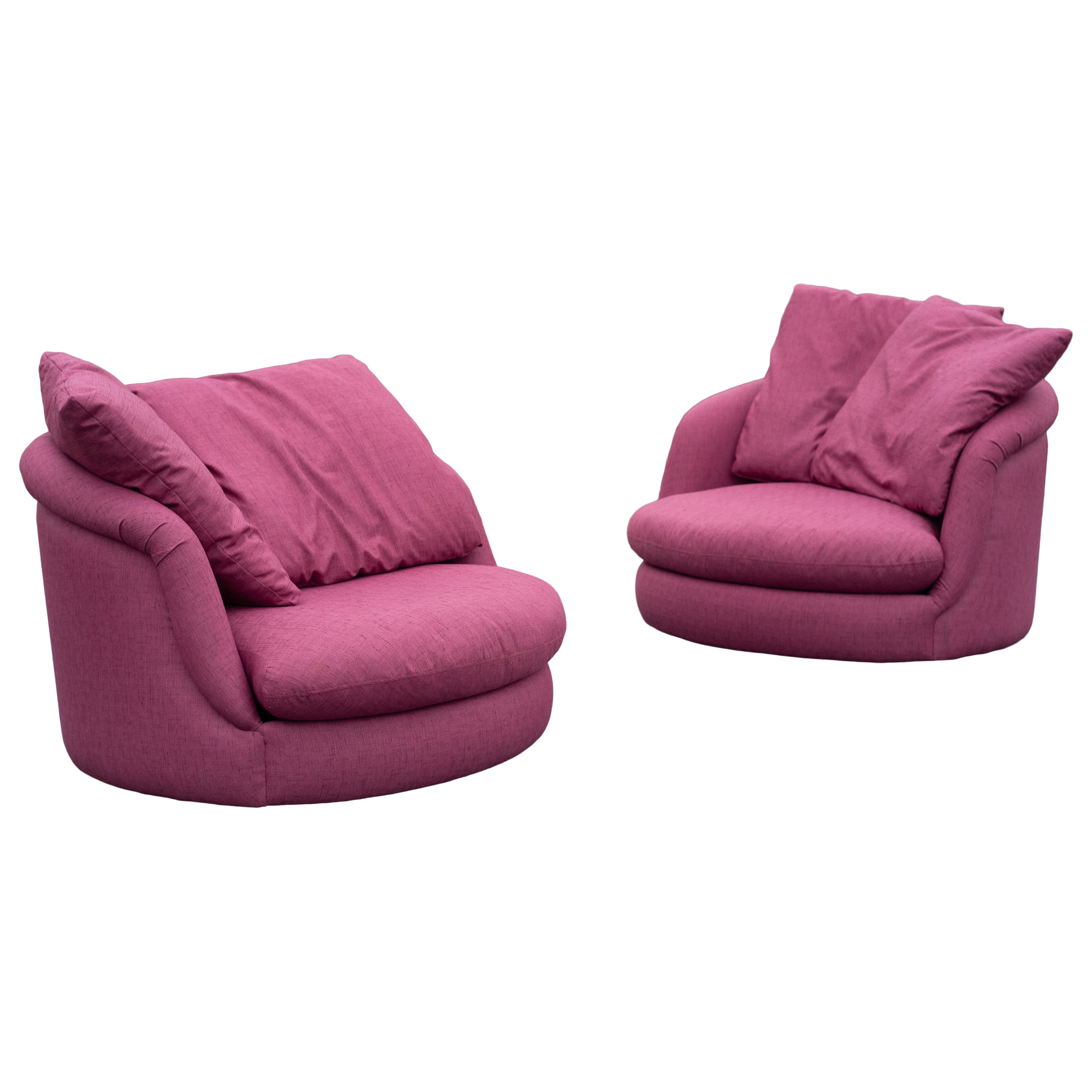 Rara coppia di sedie a vasca Milo Baughman per Thayer Coggin in color magenta originale in vendita