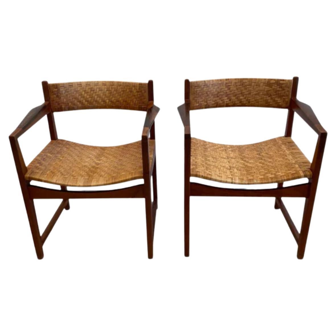 Rare Pair of Model 350 Armchairs by Peter Hvidt & Orla Mølgaard, 1950s
