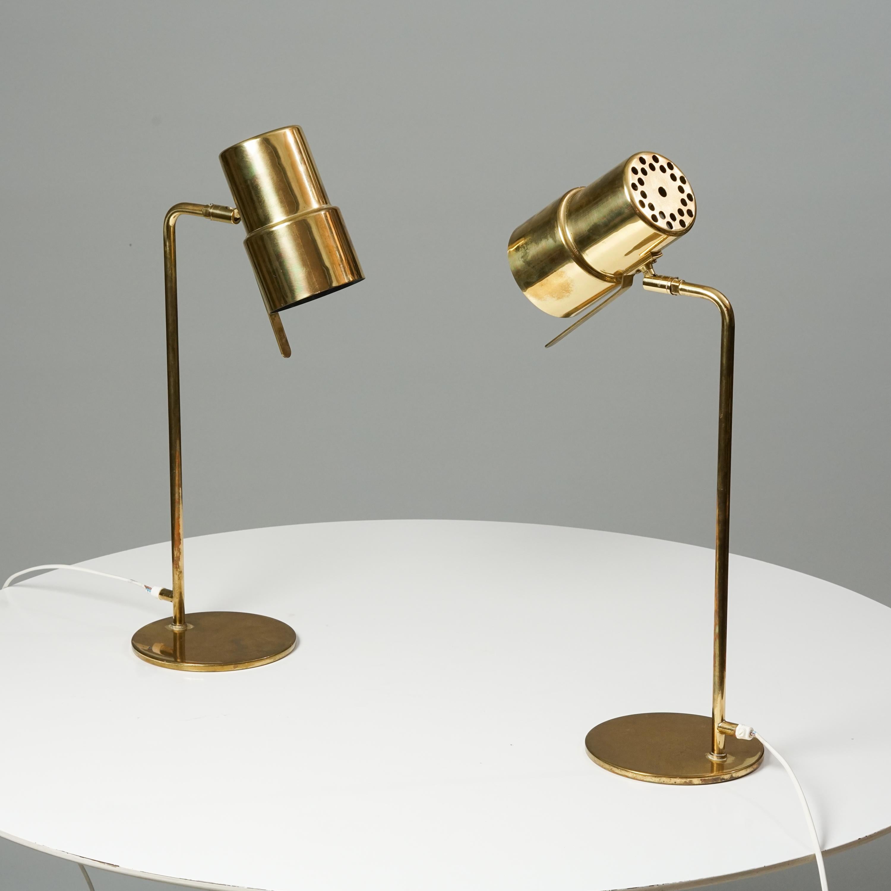 Pair of Model G154 table lamps, designed by Hans-Agne Jacobsson, manufactured by AB Markaryd, 1960s. Brass. Marked. Good vintage condition, minor patina consistent with age and use. The table lamps are sold as a set.

Hans-Agne Jakobsson (1919-2009)