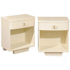 Used Rare Pair of Modern End Tables with Lucite Hardware by John Stuart, circa 1940