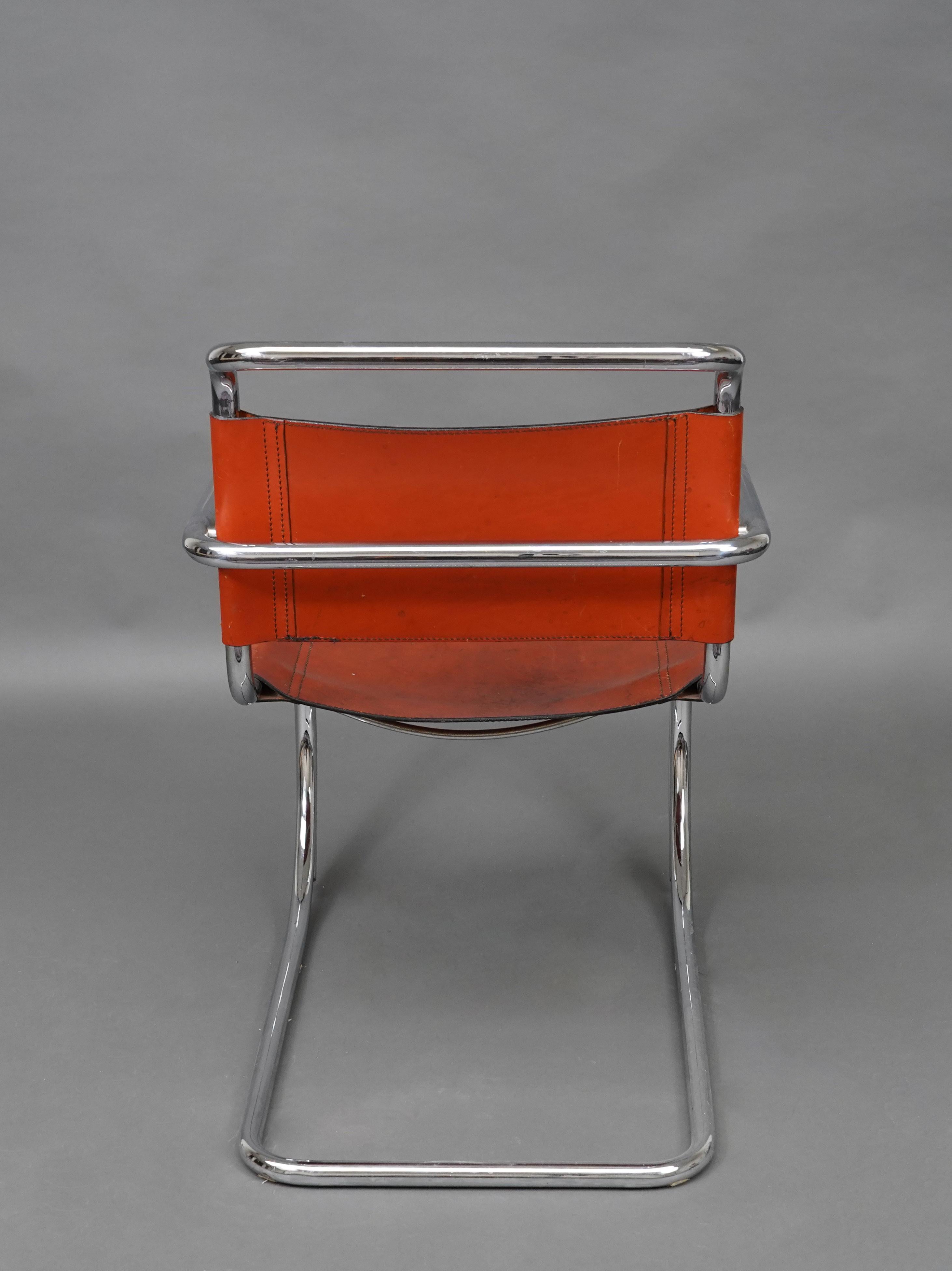 Rare Pair of MR20 Armchairs, model by L. Mies Van Der Rohe, Germany, Circa 1970  For Sale 1
