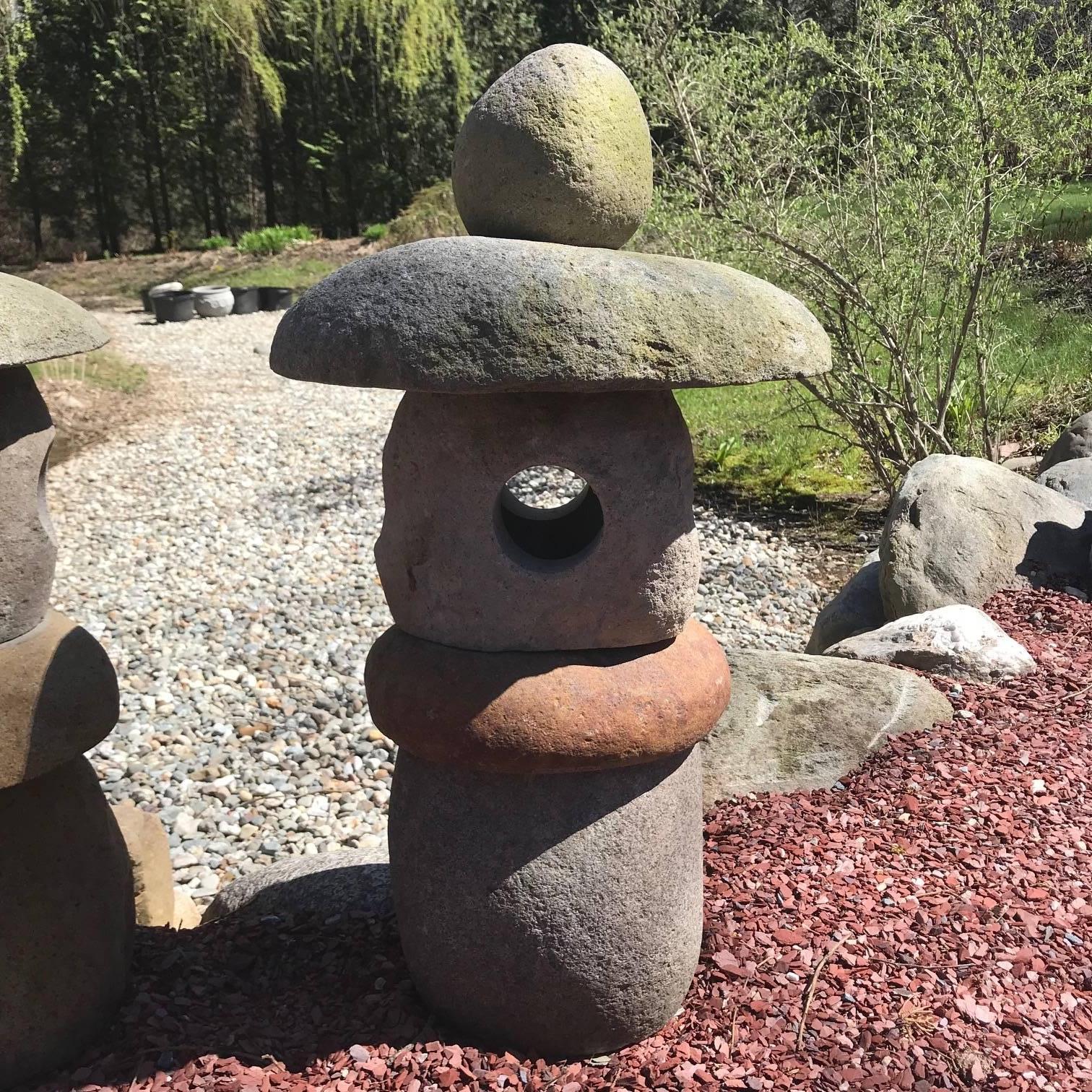 Rare Pair of Natural Stone Spirit Lanterns Hand-Carved from Natural Boulders 4