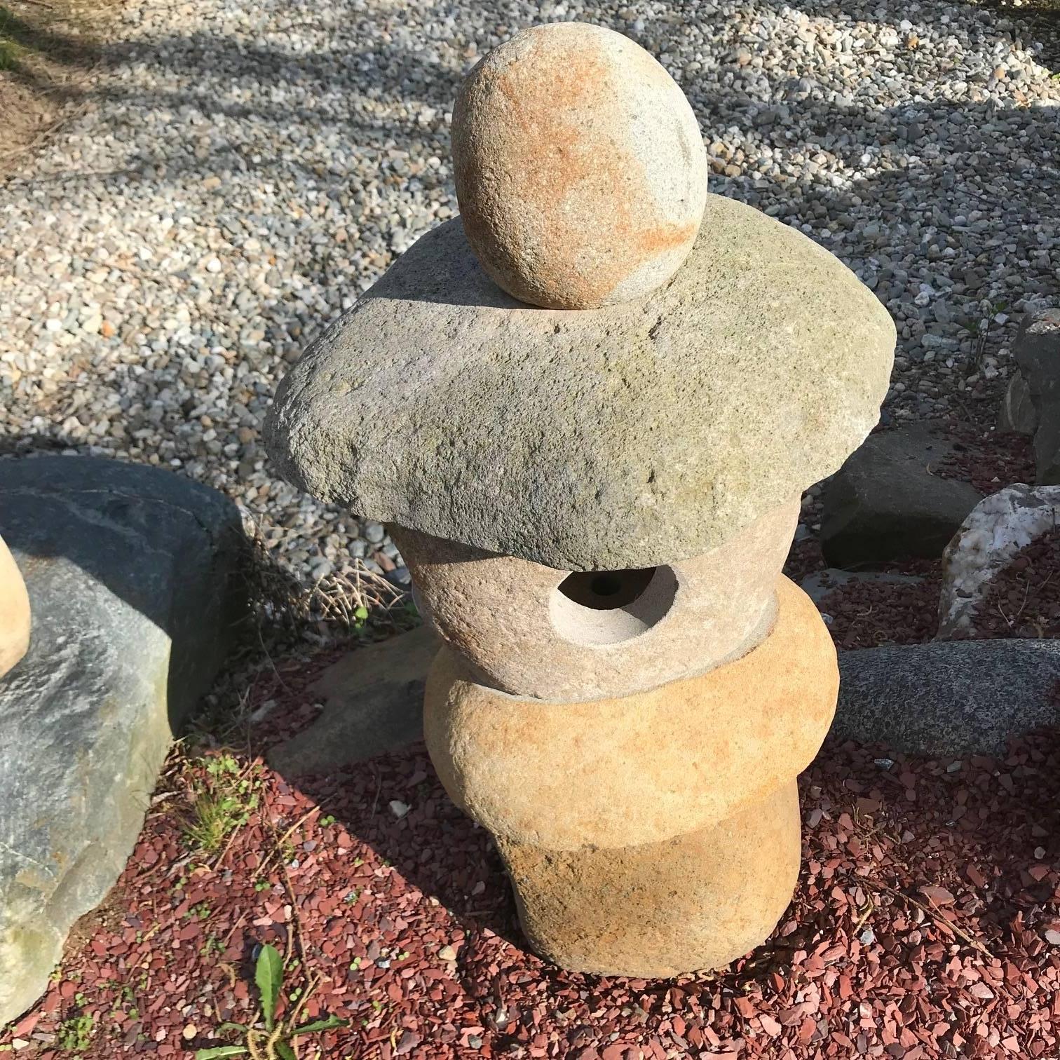 Rare Pair of Natural Stone Spirit Lanterns Hand-Carved from Natural Boulders 2