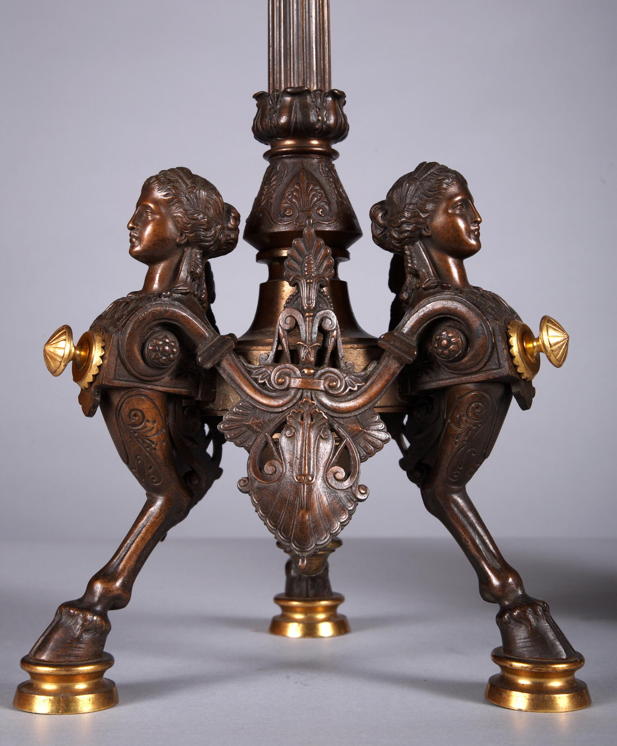 French Rare Pair of Neo-Greek Candelabra Attributed to F. Barbedienne