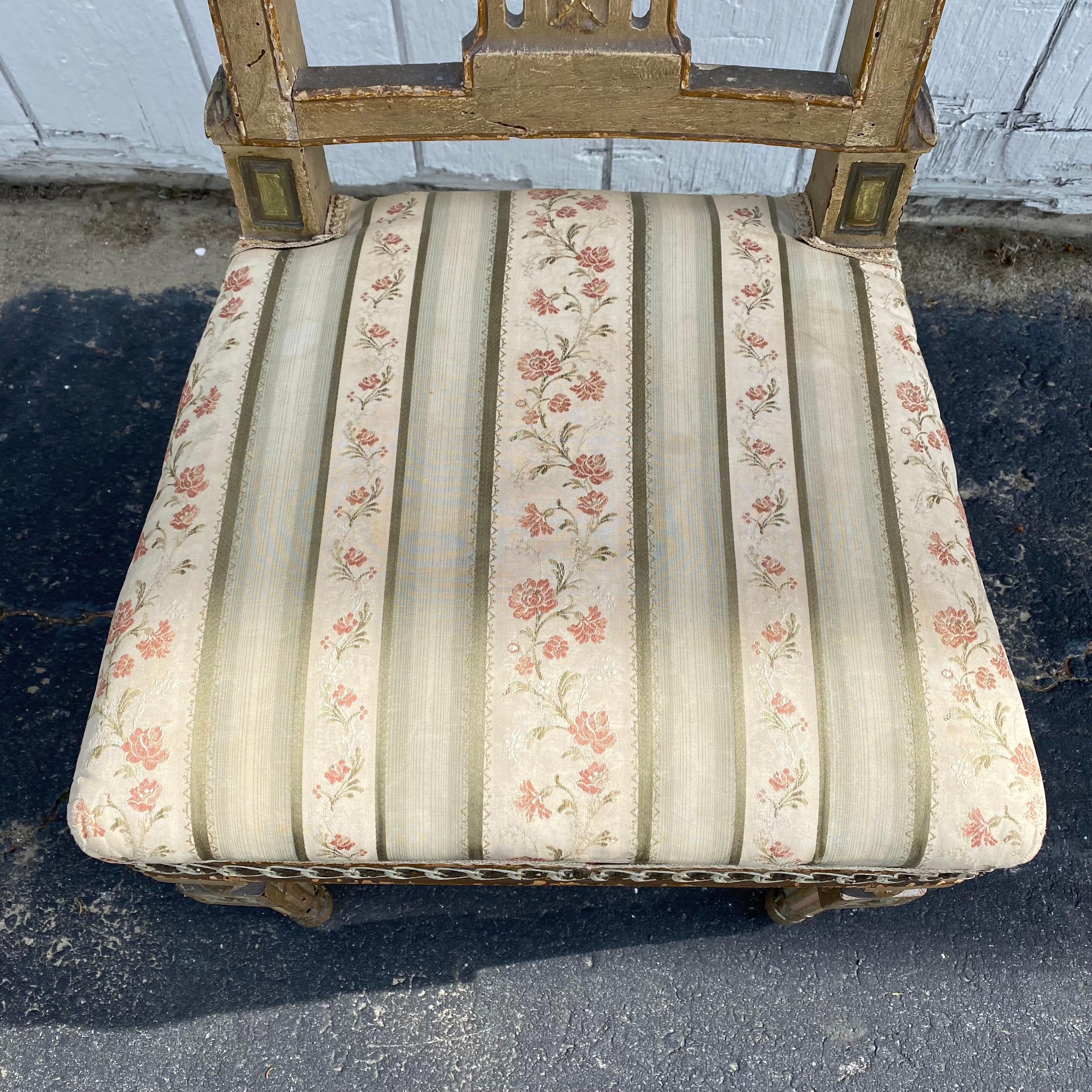 Rare Pair of Neoclassical 18th Century French Side Chairs with Original Paint 7