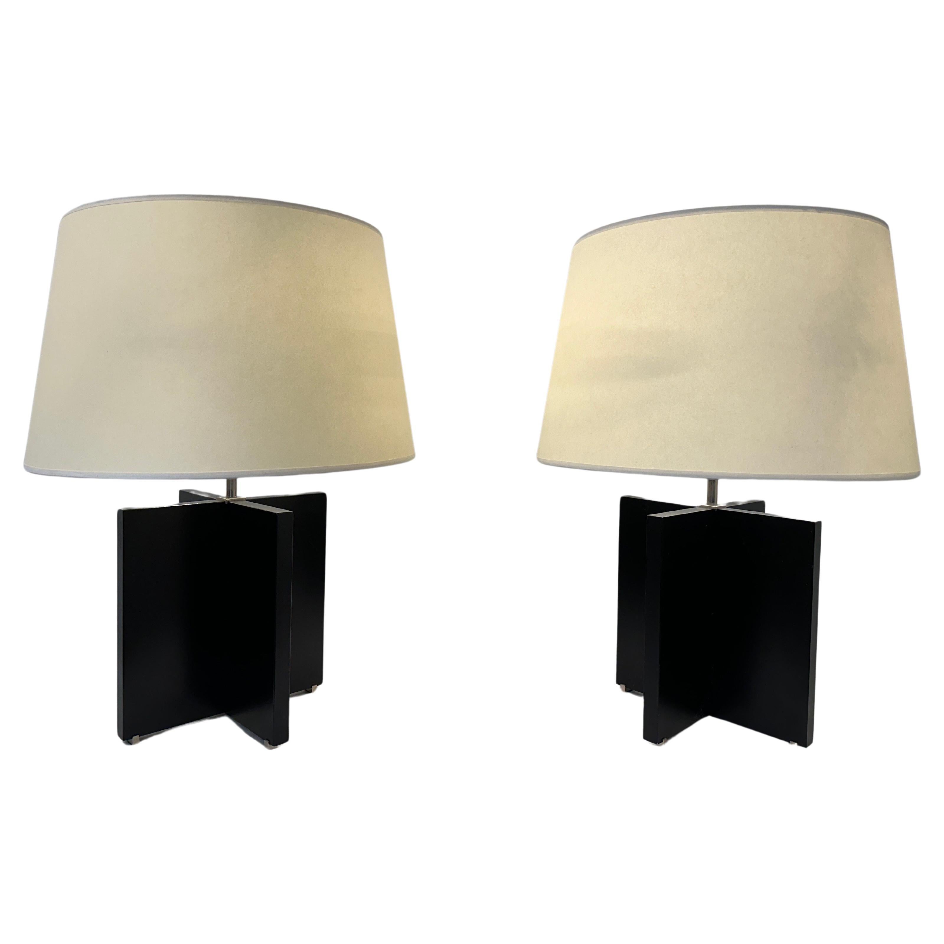 Rare Pair of Nessen "X" Shaped Table Lamps