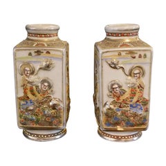 Rare Pair of Opposing Chinese Vases with Gods Motif