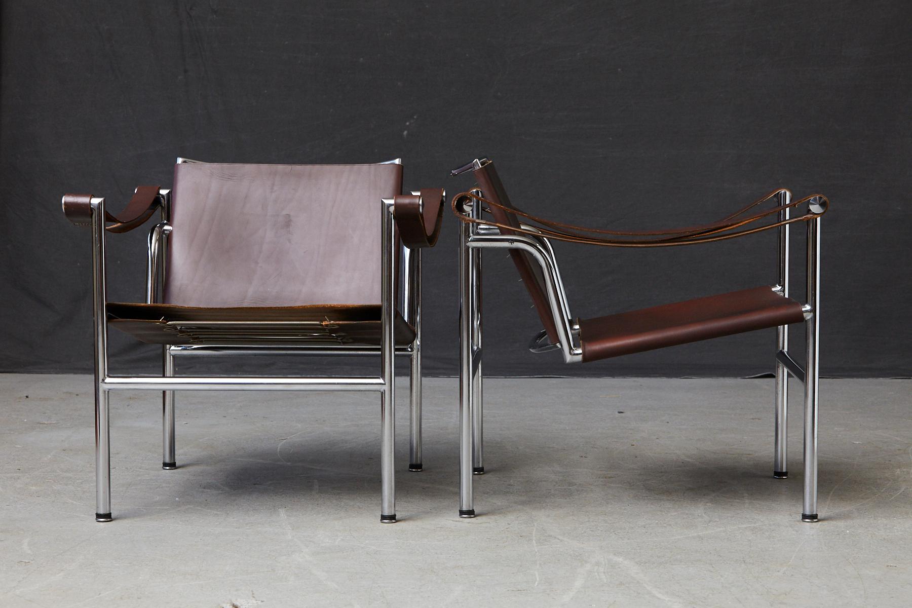 Bauhaus Rare Pair of Original Le Corbusier 'Corbu' Chairs 'LC1', from Wohnbedarf 1960s