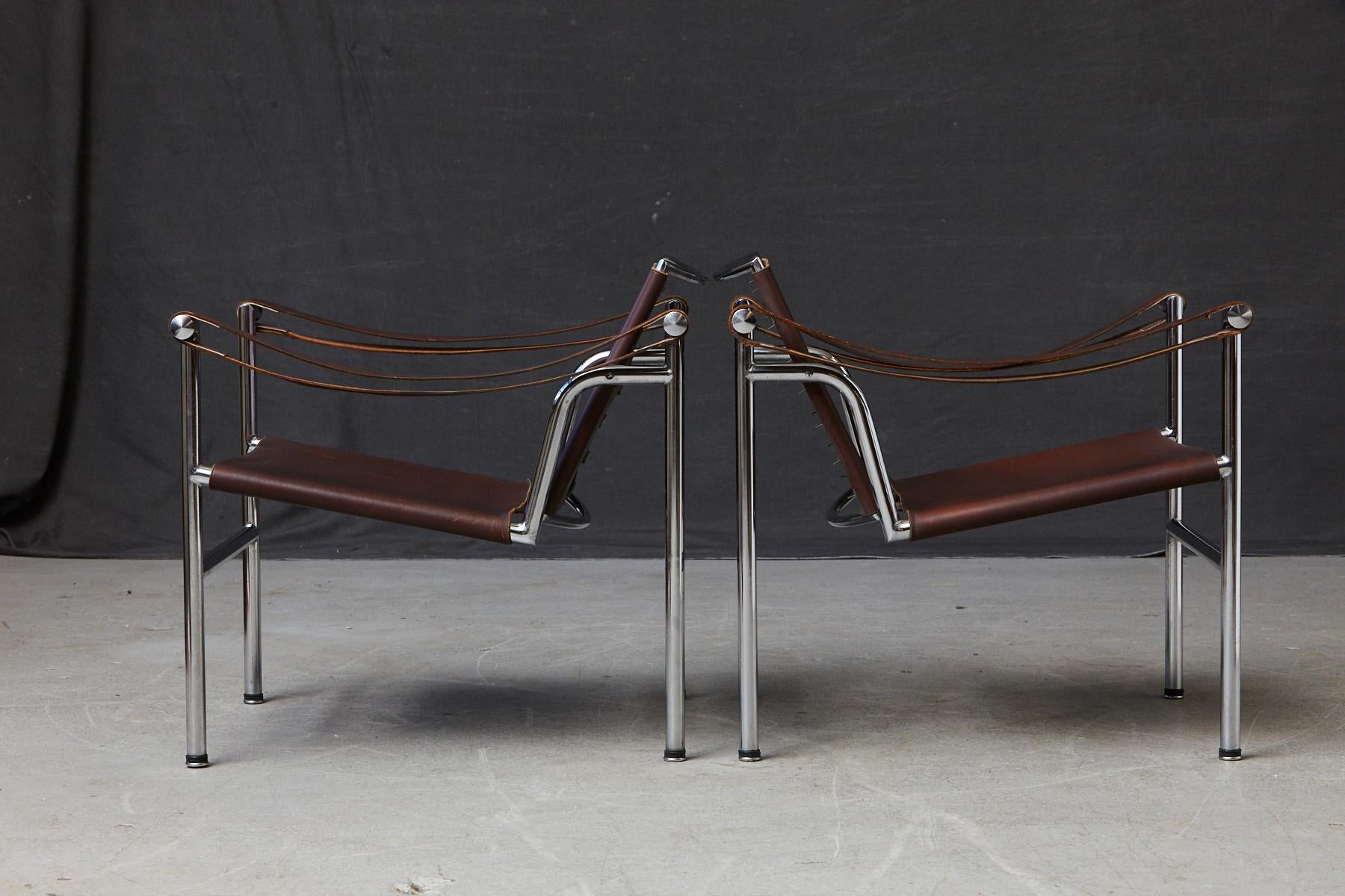 Swiss Rare Pair of Original Le Corbusier 'Corbu' Chairs 'LC1', from Wohnbedarf 1960s