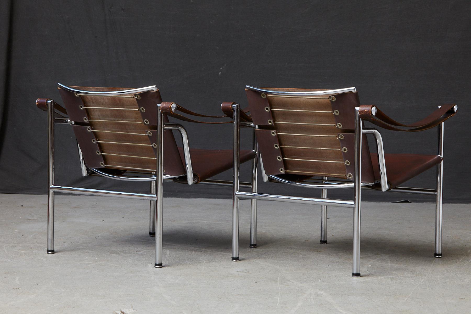Mid-20th Century Rare Pair of Original Le Corbusier 'Corbu' Chairs 'LC1', from Wohnbedarf 1960s