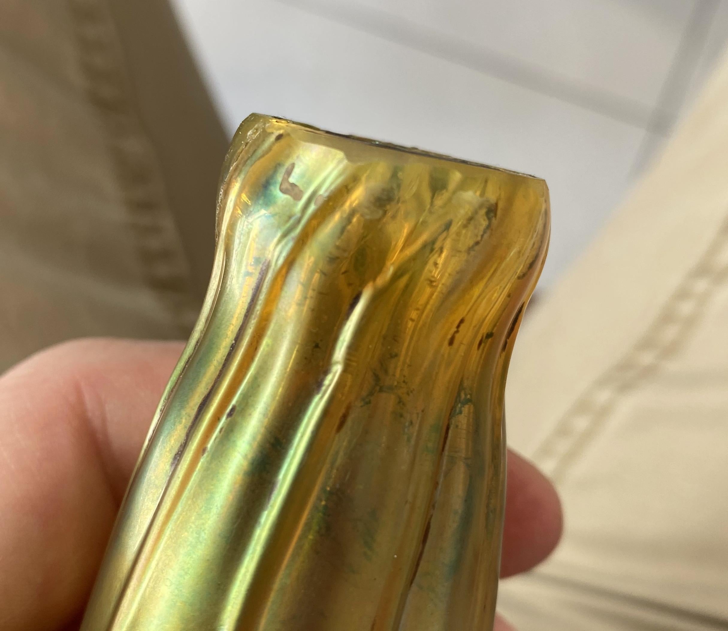 Rare Pair of Original Tiffany Studios Lamps Favrile Glass Shades Solid Bronze 13