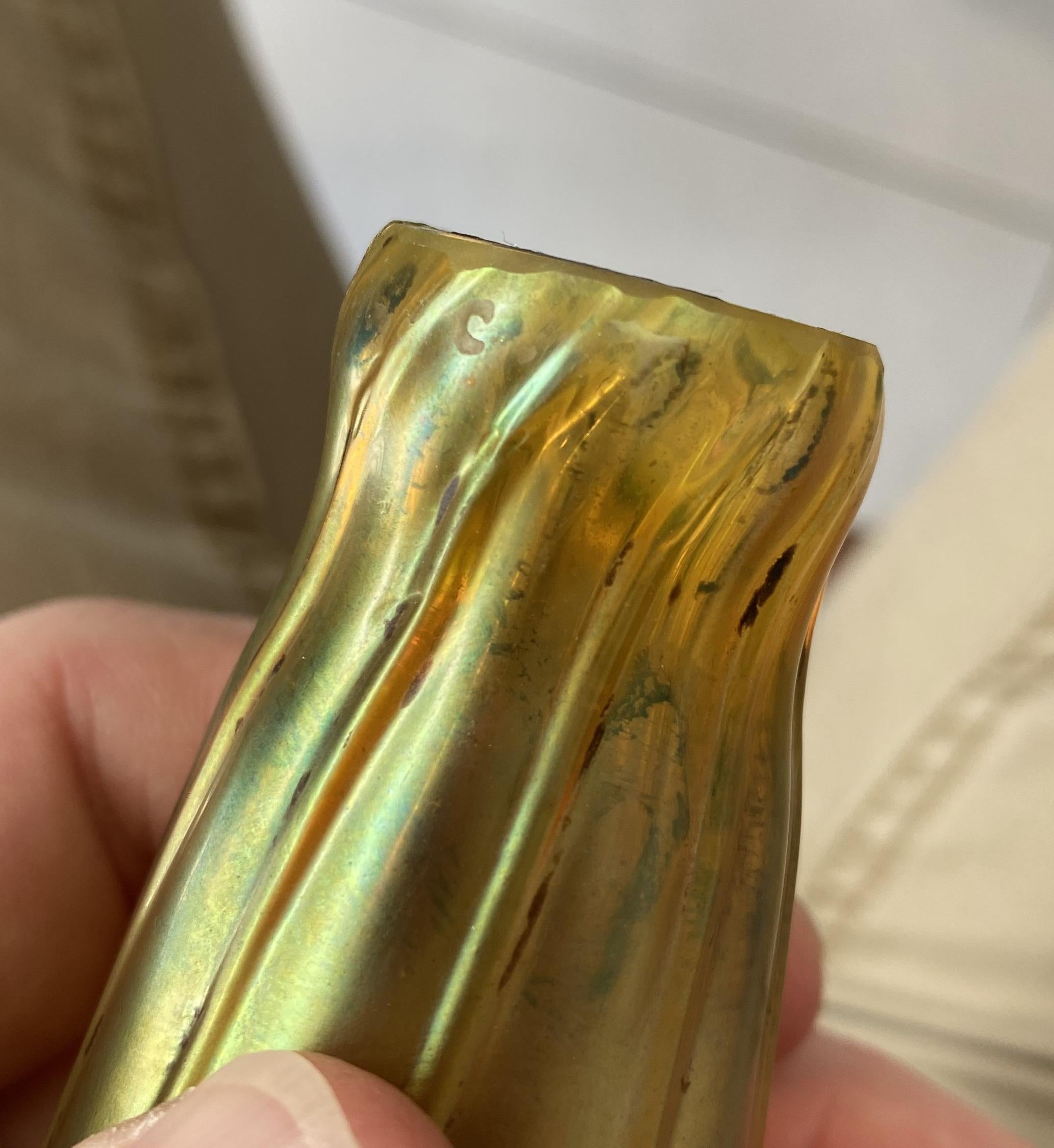 Rare Pair of Original Tiffany Studios Lamps Favrile Glass Shades Solid Bronze 14
