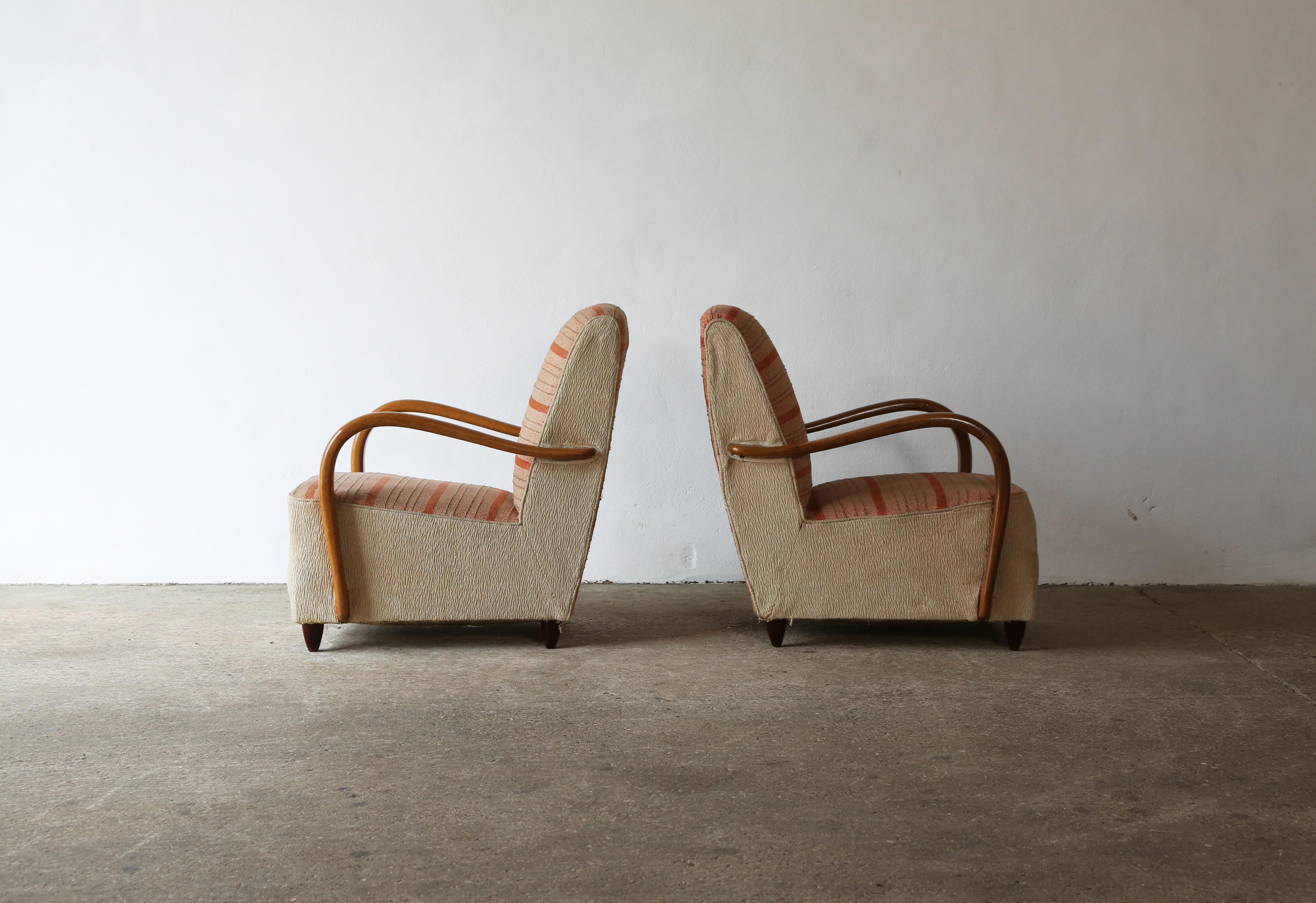 Rare Pair of Osvaldo Borsani Chairs, Italy, 1940s 3