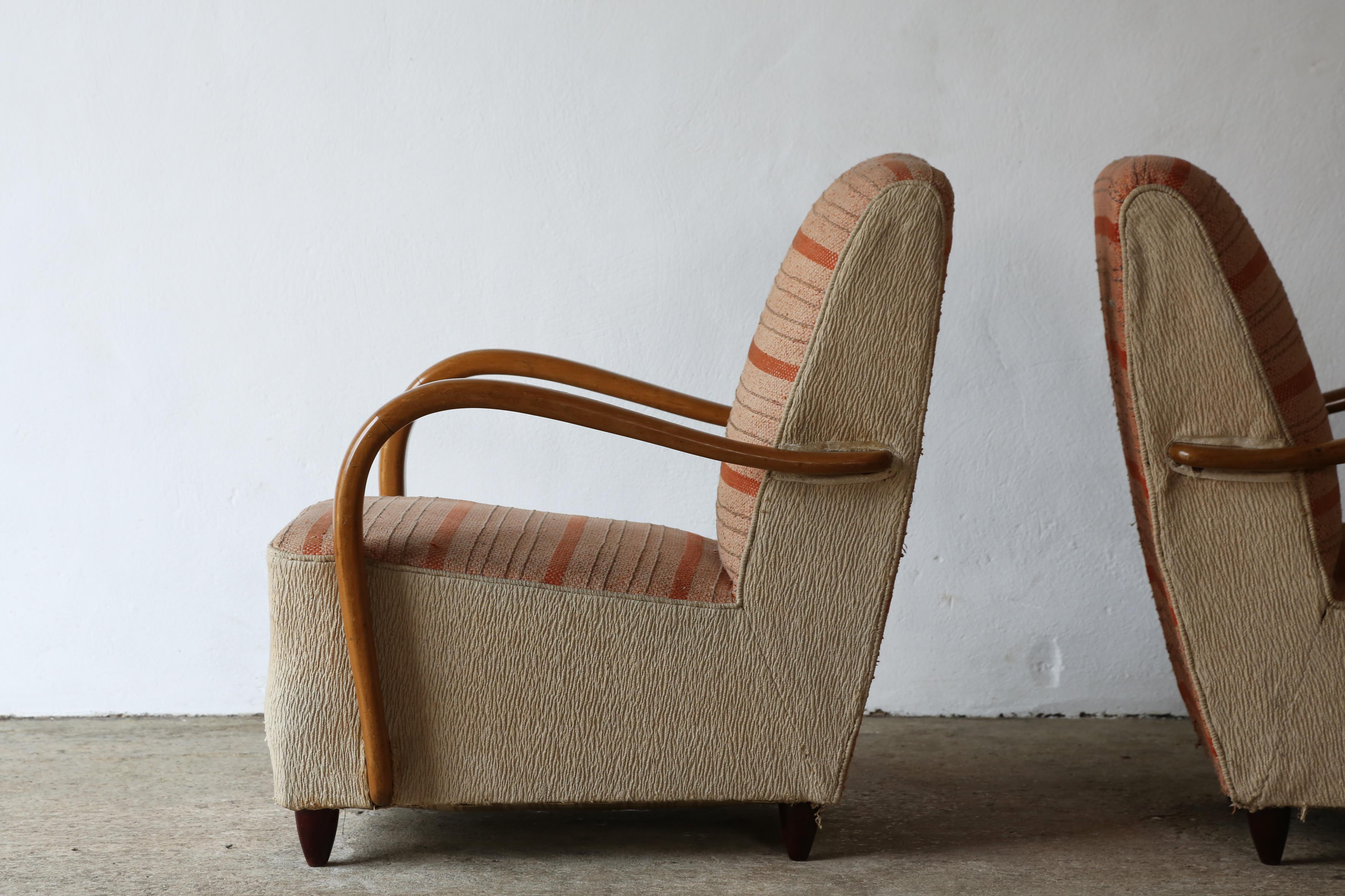 Rare Pair of Osvaldo Borsani Chairs, Italy, 1940s 4