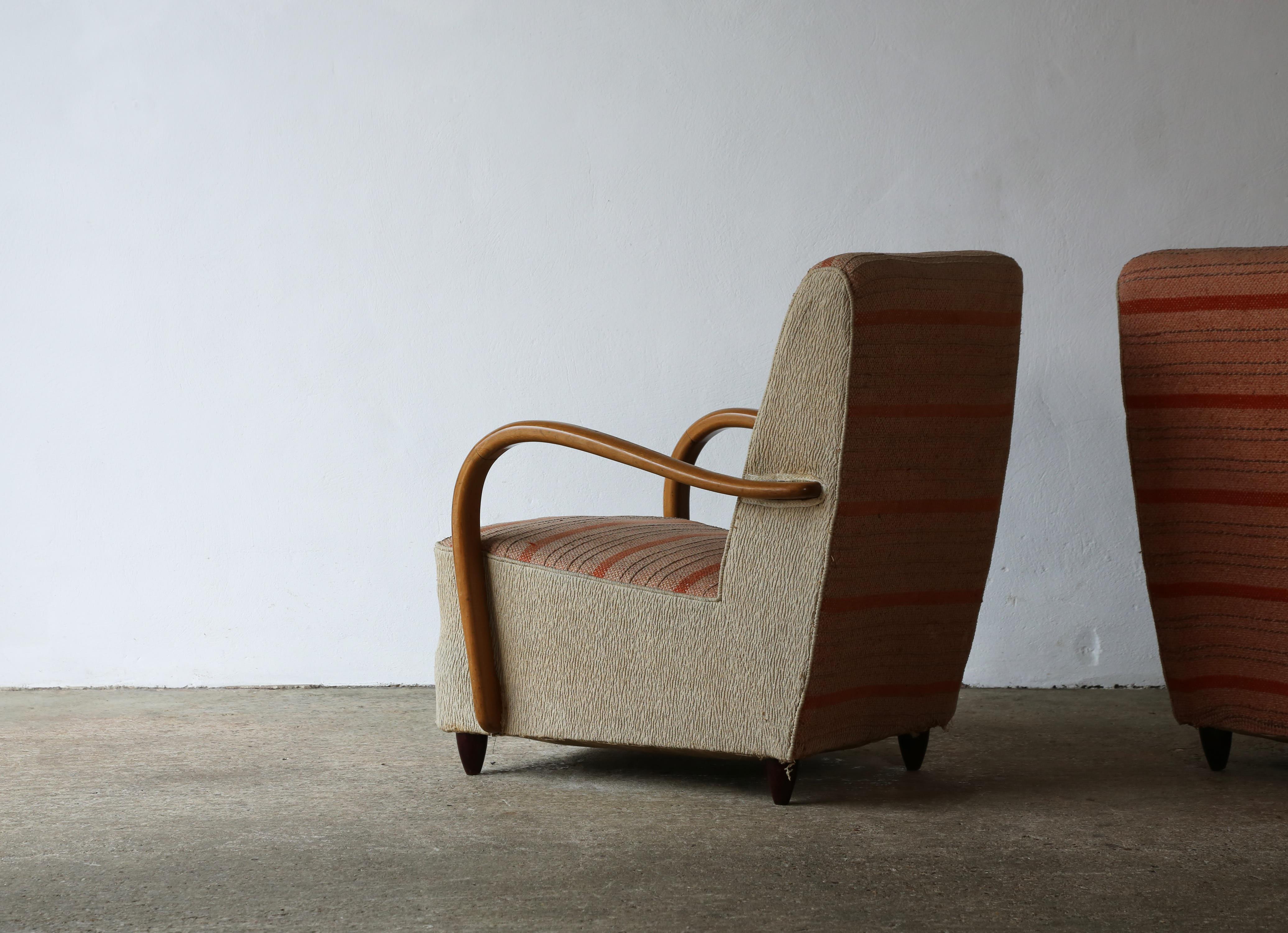 Rare Pair of Osvaldo Borsani Chairs, Italy, 1940s 5