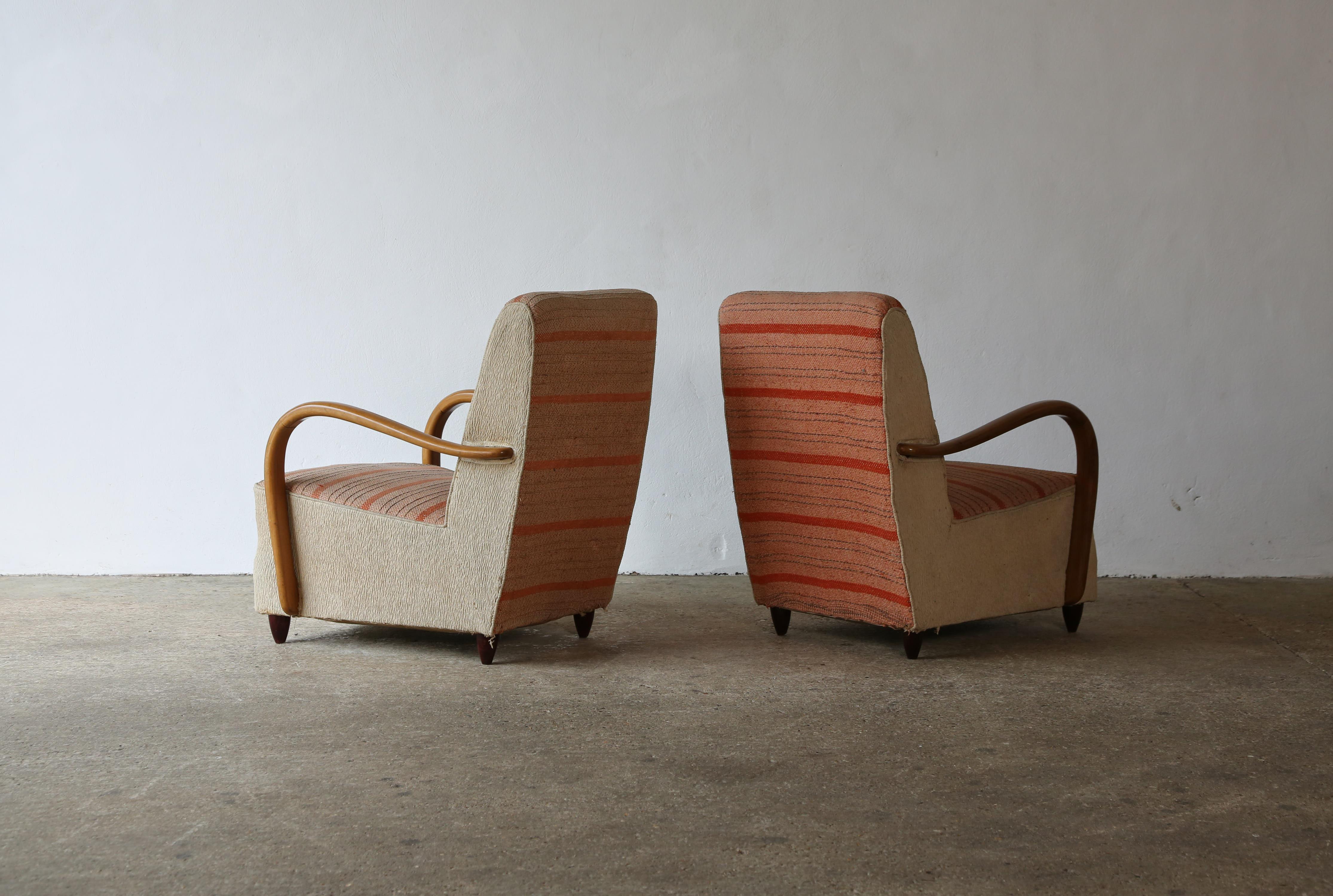 Italian Rare Pair of Osvaldo Borsani Chairs, Italy, 1940s