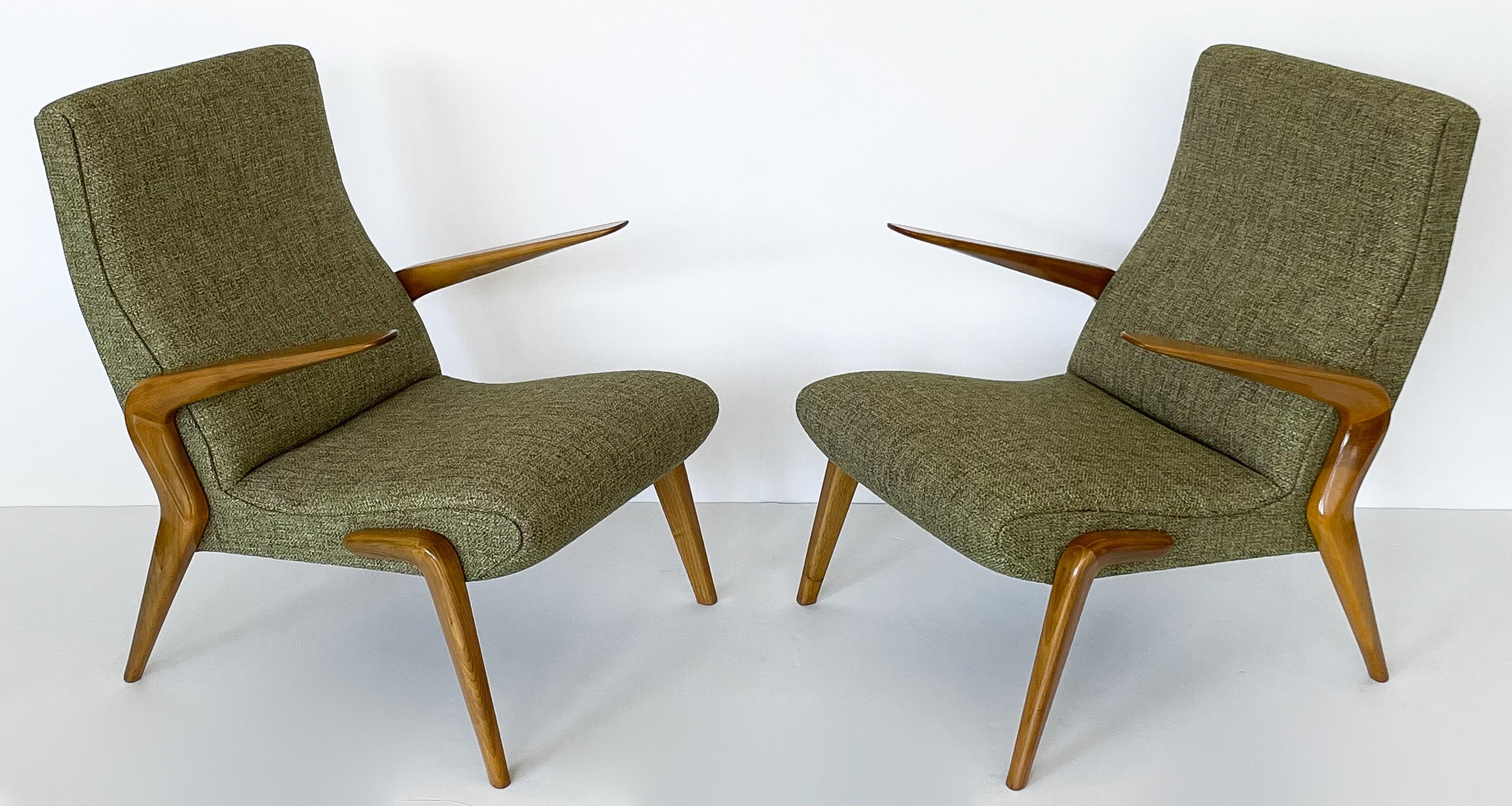 Italian Rare Pair of Osvaldo Borsani P71 Lounge Chairs