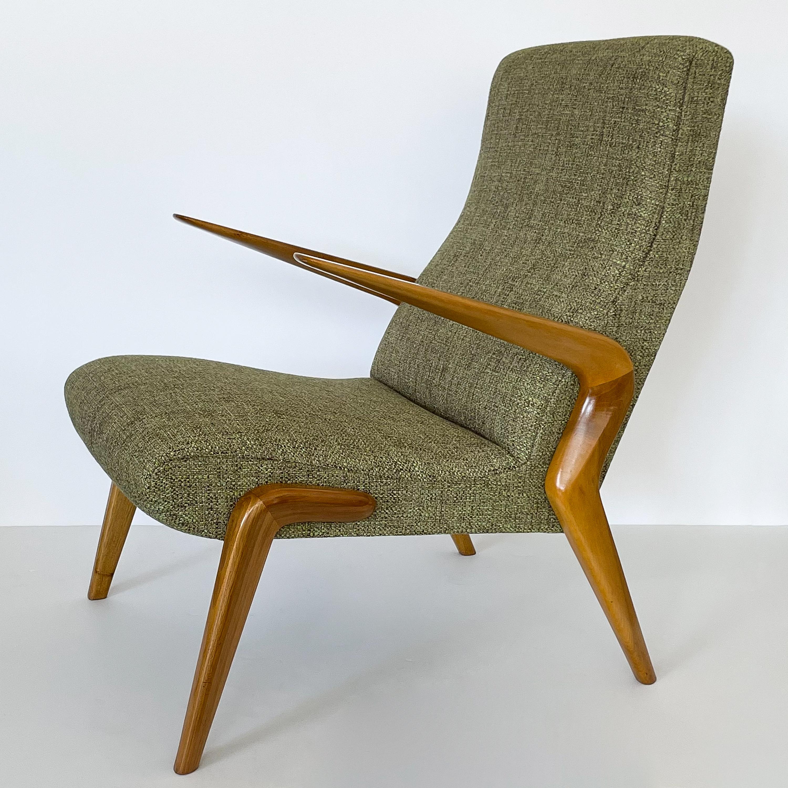 Fabric Rare Pair of Osvaldo Borsani P71 Lounge Chairs