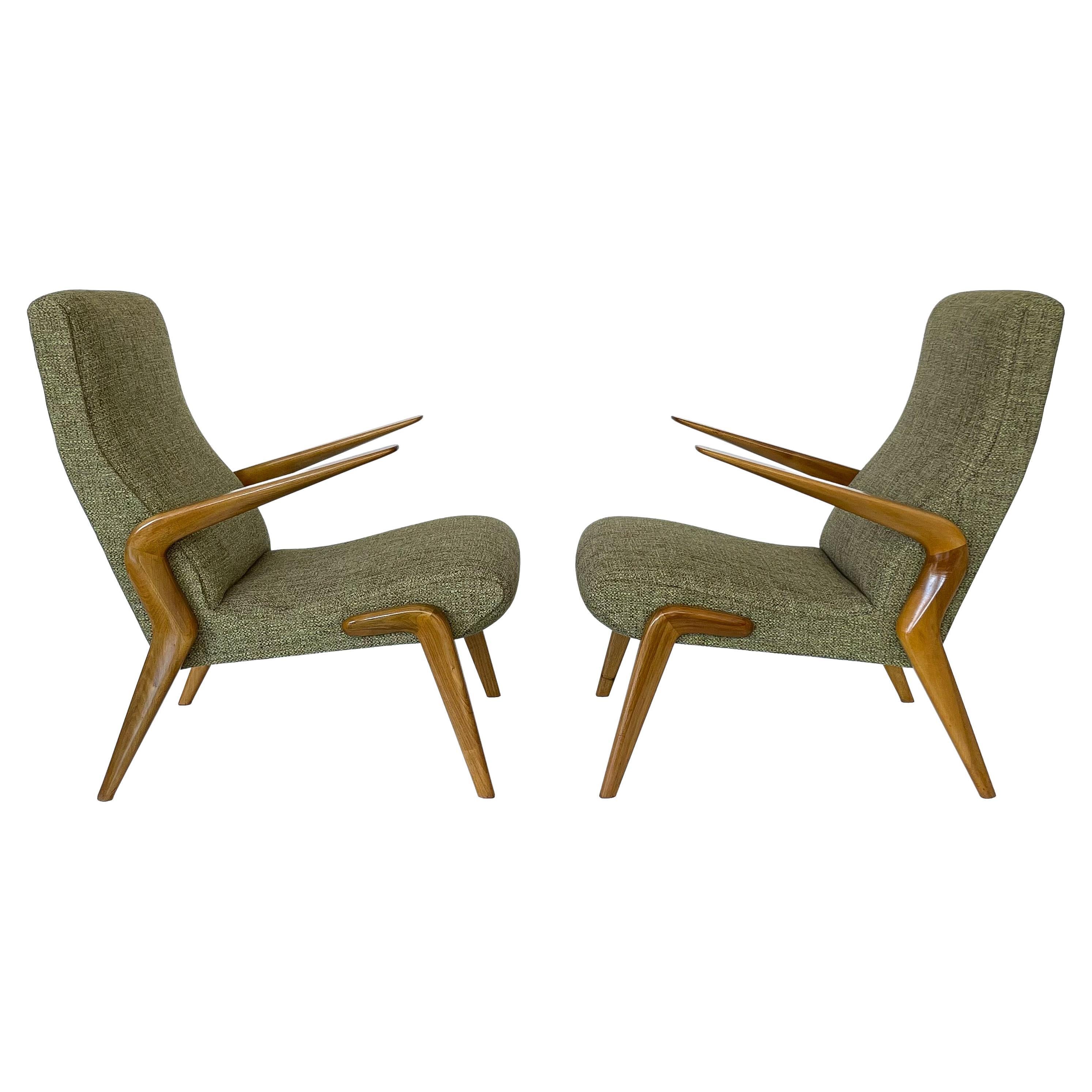 Rare Pair of Osvaldo Borsani P71 Lounge Chairs