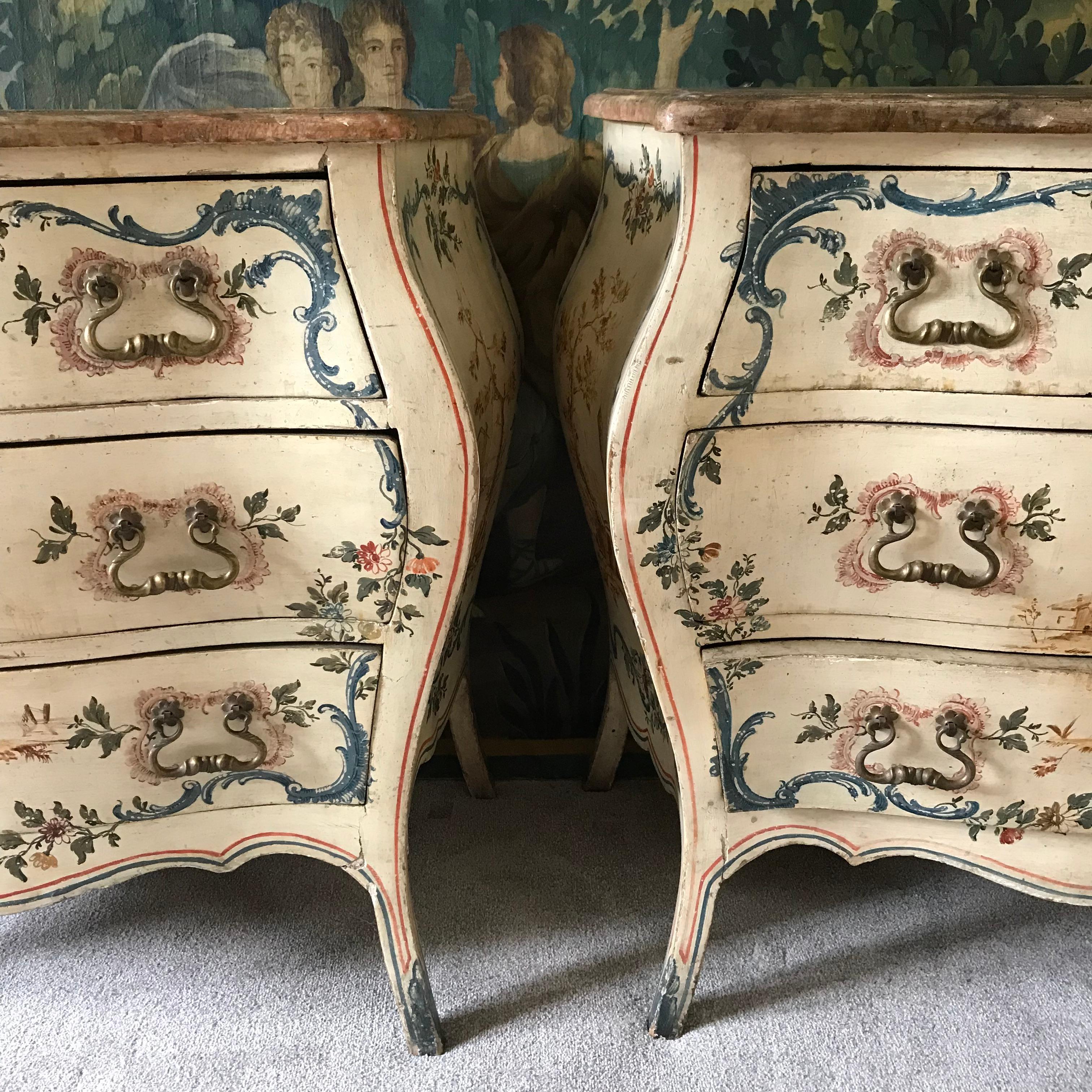 Pair of 18th Century Painted Italian Commodes  6