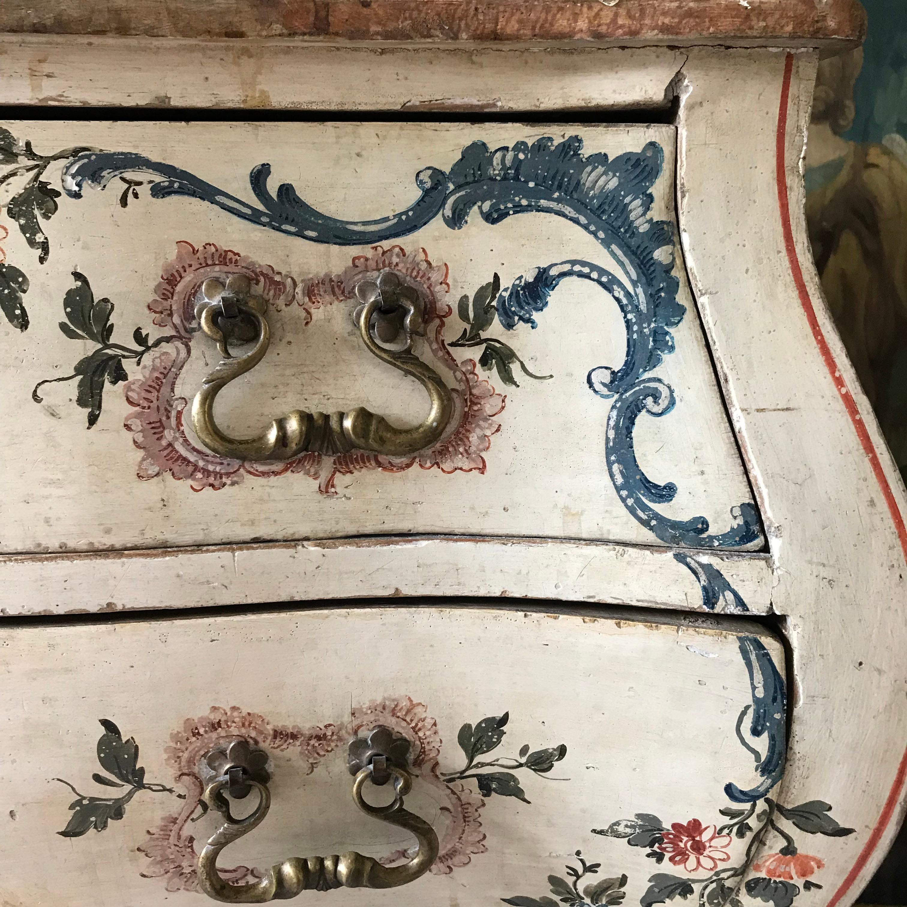 Wood Pair of 18th Century Painted Italian Commodes 