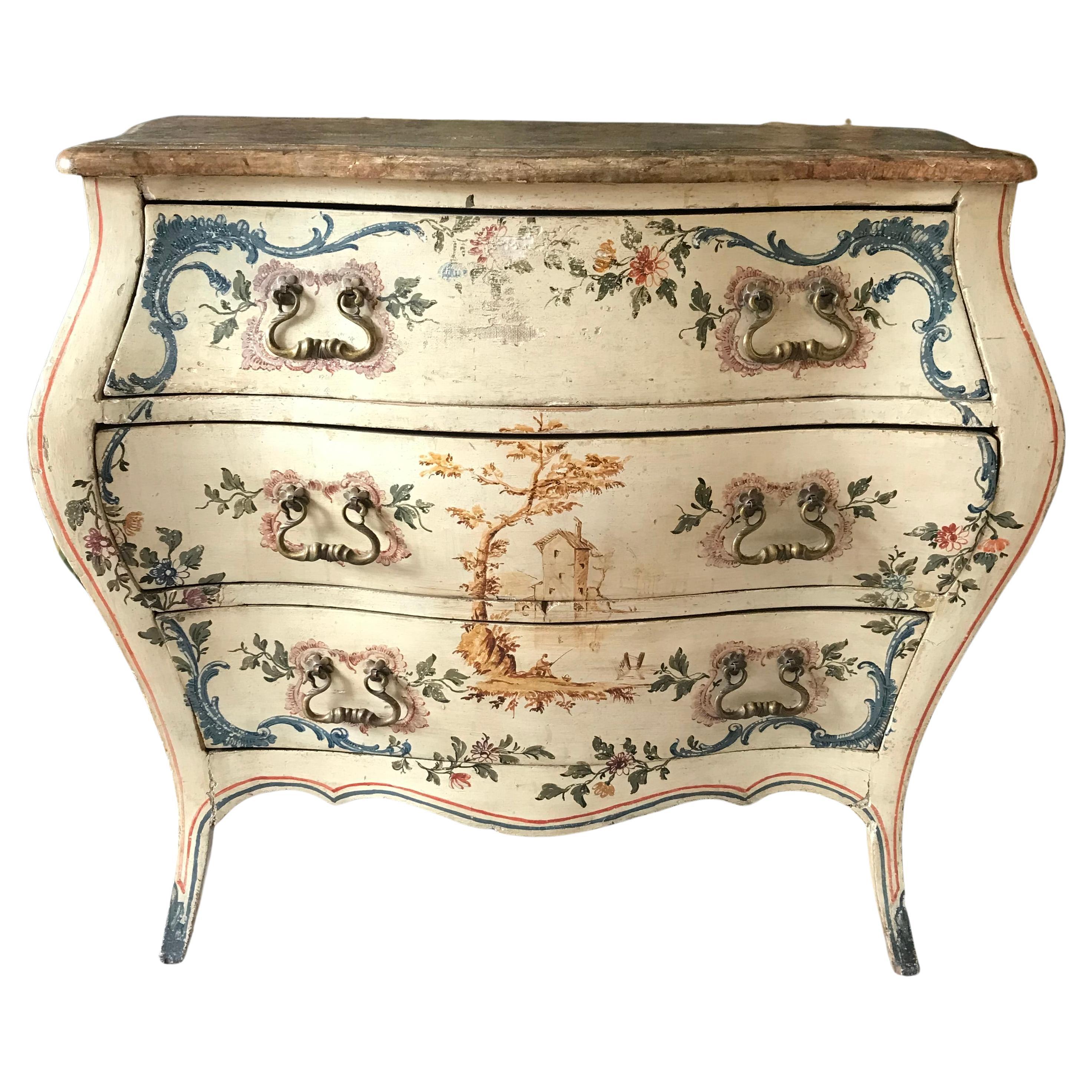 Pair of 18th Century Painted Italian Commodes 