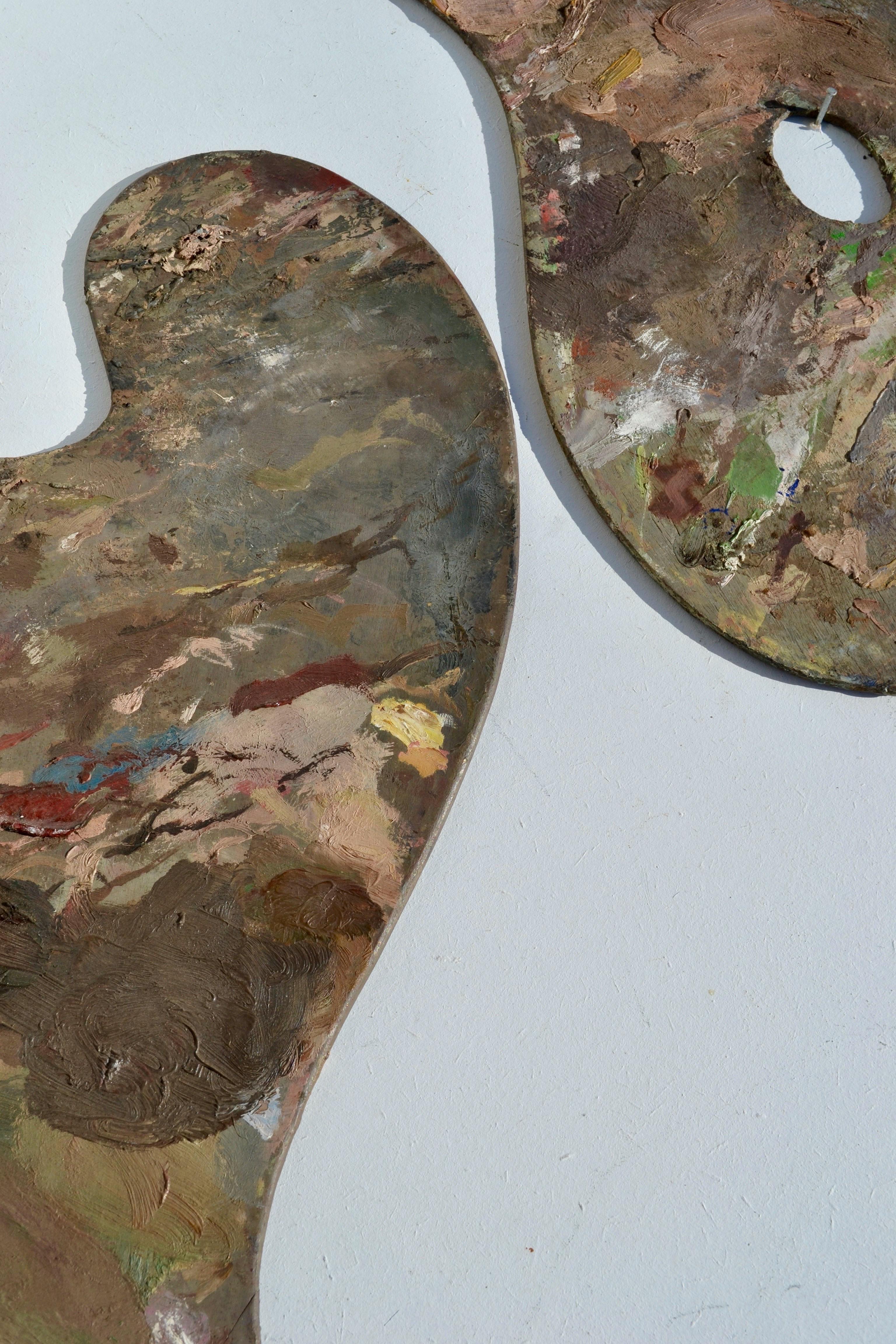 Seltenes Paar Malerpaletten, Frankreich, frühes 20. Jahrhundert im Zustand „Gut“ im Angebot in SOTTEVILLE-LÈS-ROUEN, FR