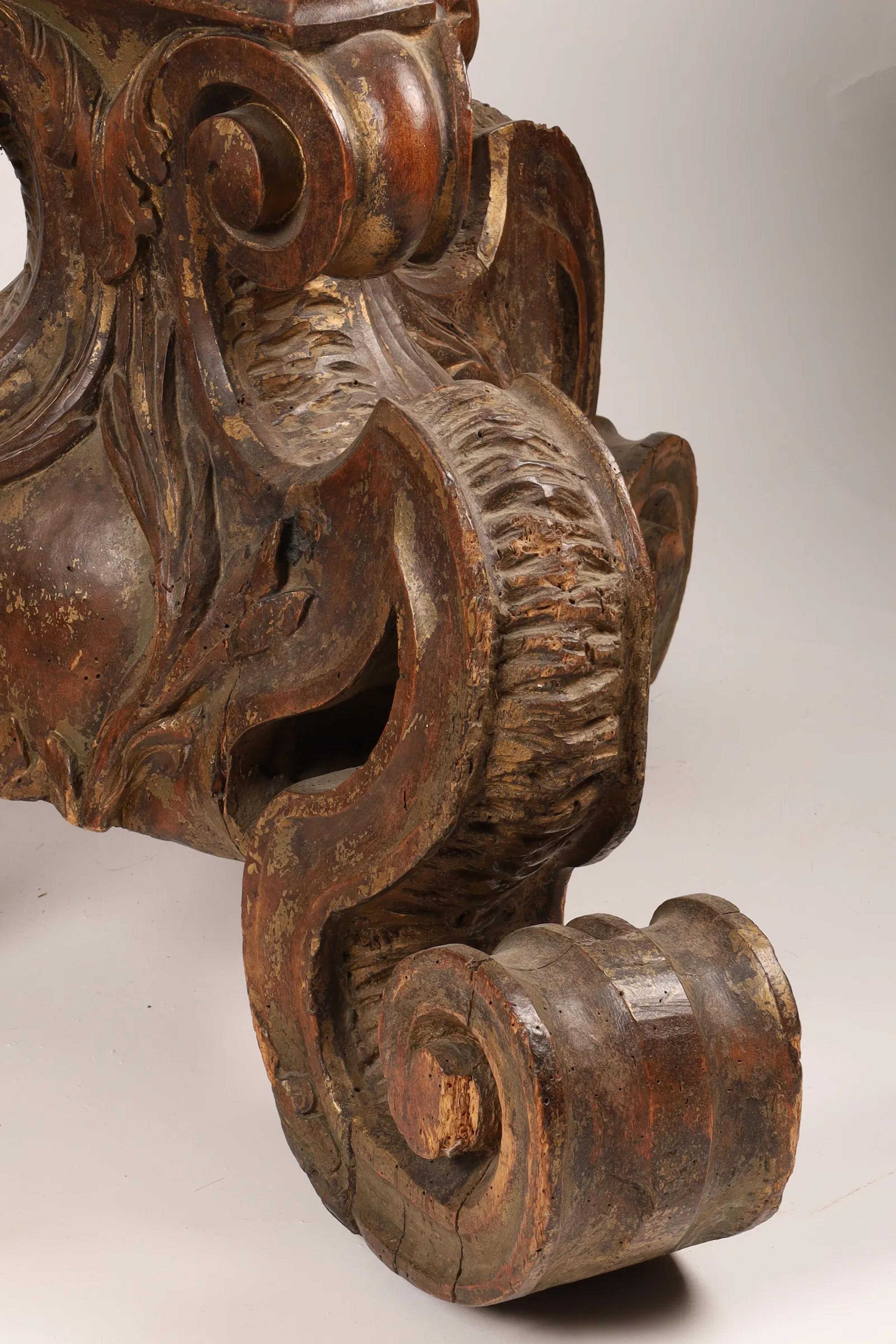 Rare Pair of Palatial Italian Carved Wood Walnut Torchieres For Sale 5