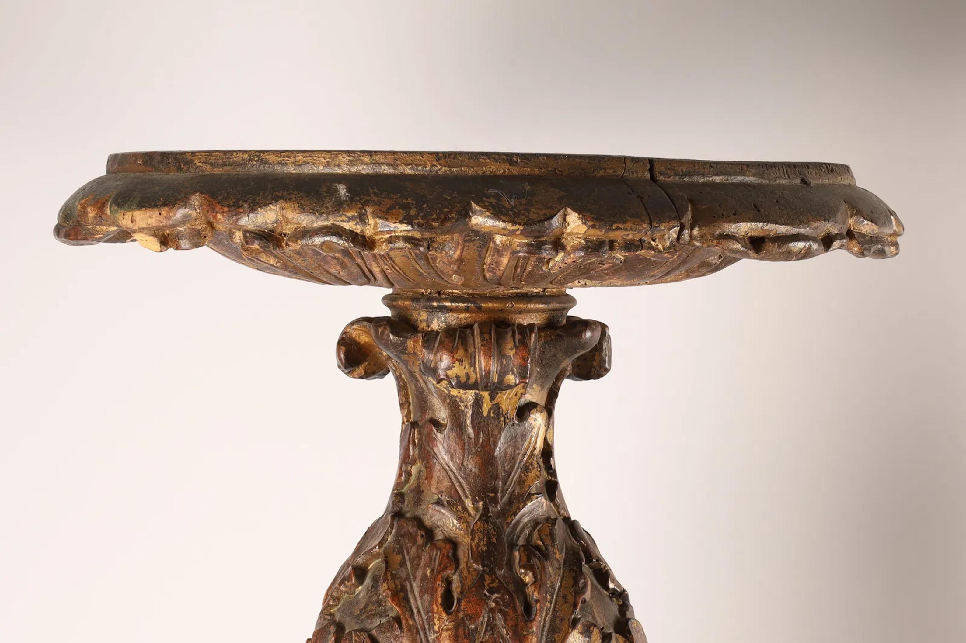 Rare Pair of Palatial Italian Carved Wood Walnut Torchieres For Sale 6